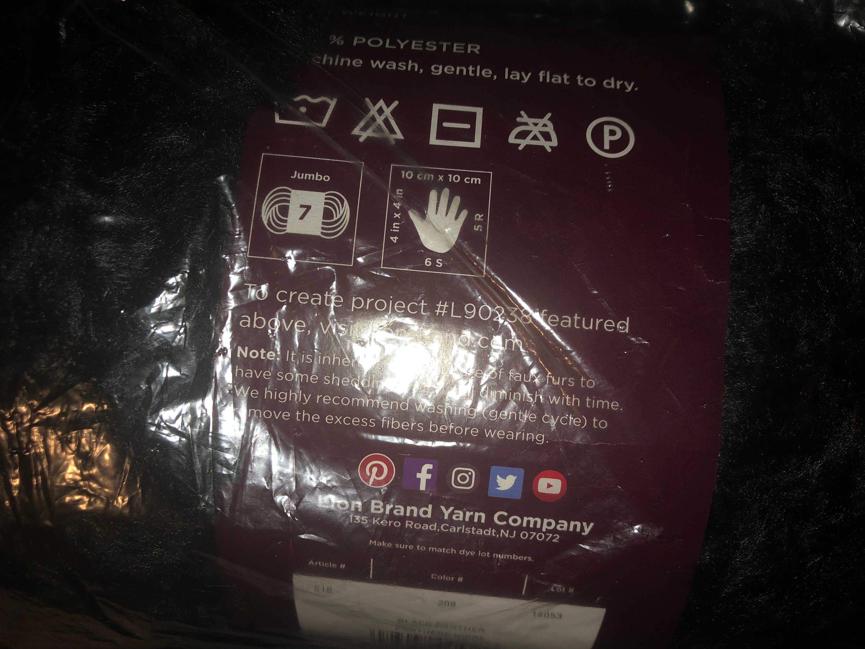 Off The Hook Faux Fur Lion Brand Yarn Pre Looped Black Panther