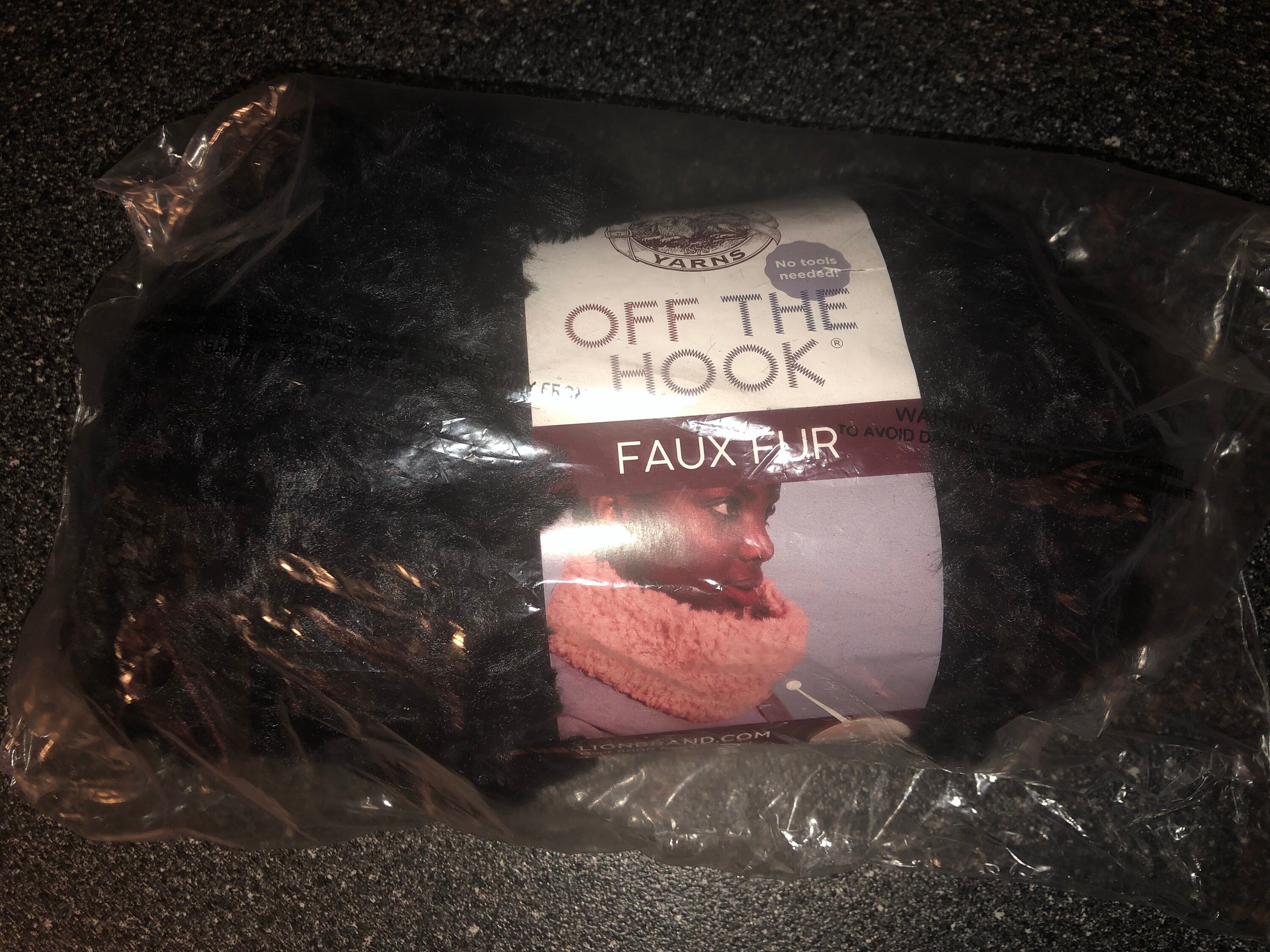 Off The Hook Faux Fur Lion Brand Yarn Pre Looped Black Panther