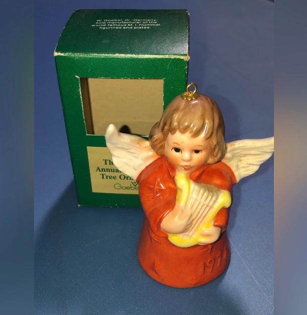 Goebel Angel Bell W/Harp Red 1978 Third Edition