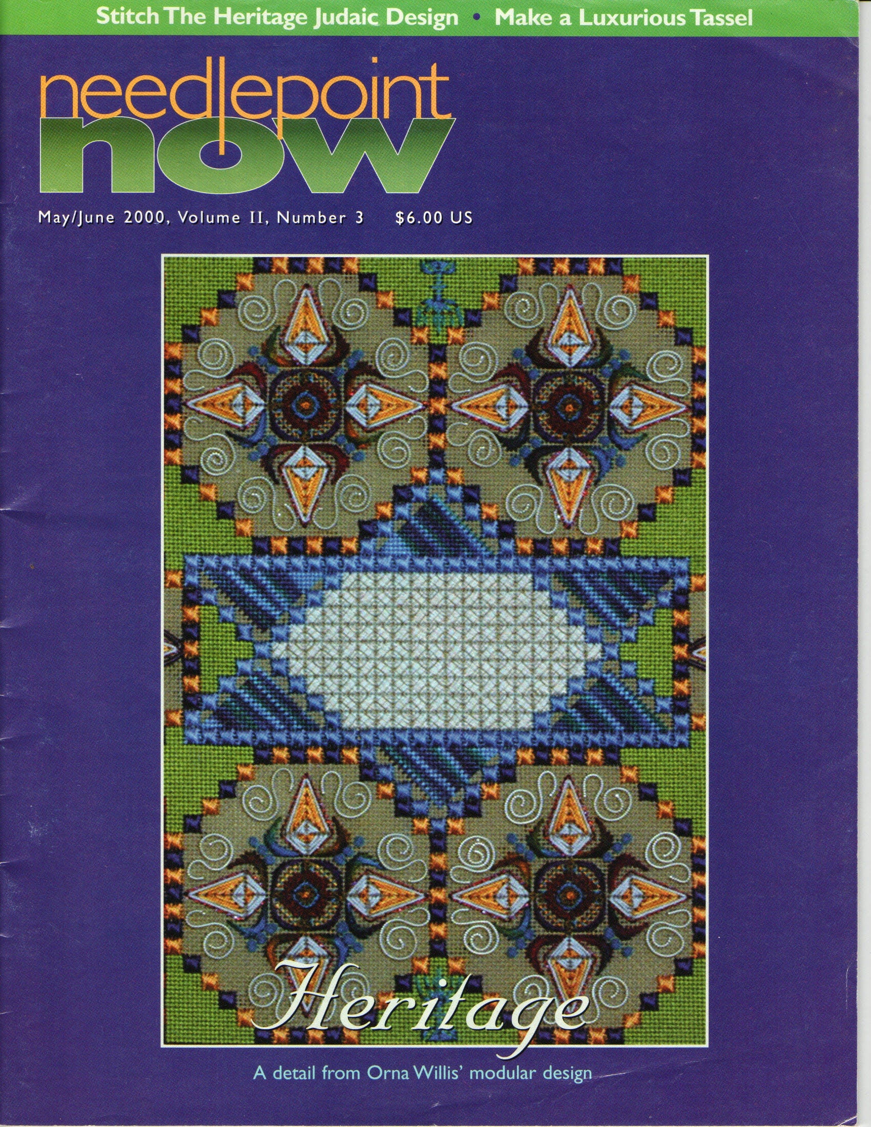 Needlepoint Now Magazine May June 2000 No 3 Stitch The Heritage Judaic Design Make A Luxurious Tassel