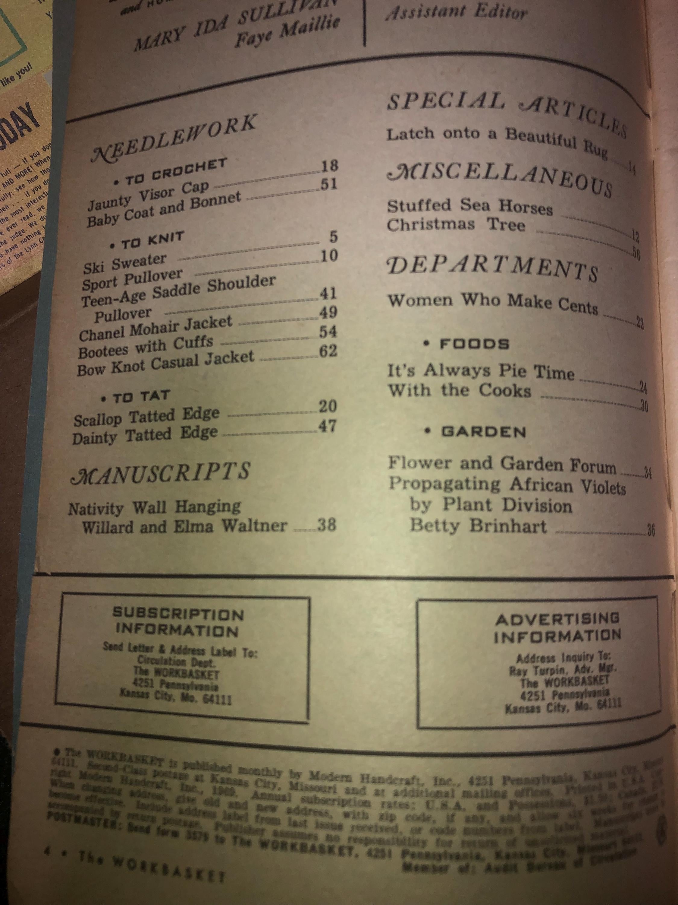 The Work. Basket Magazine 1969