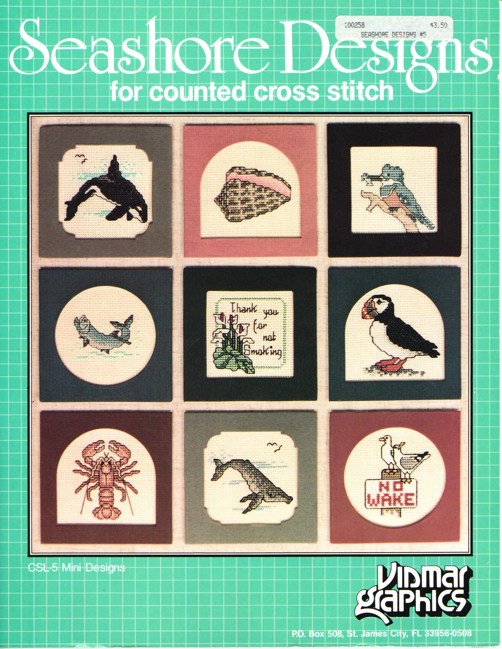 Seashore Designs For Counted Cross Stitch Leaflet Vidmar Graphics