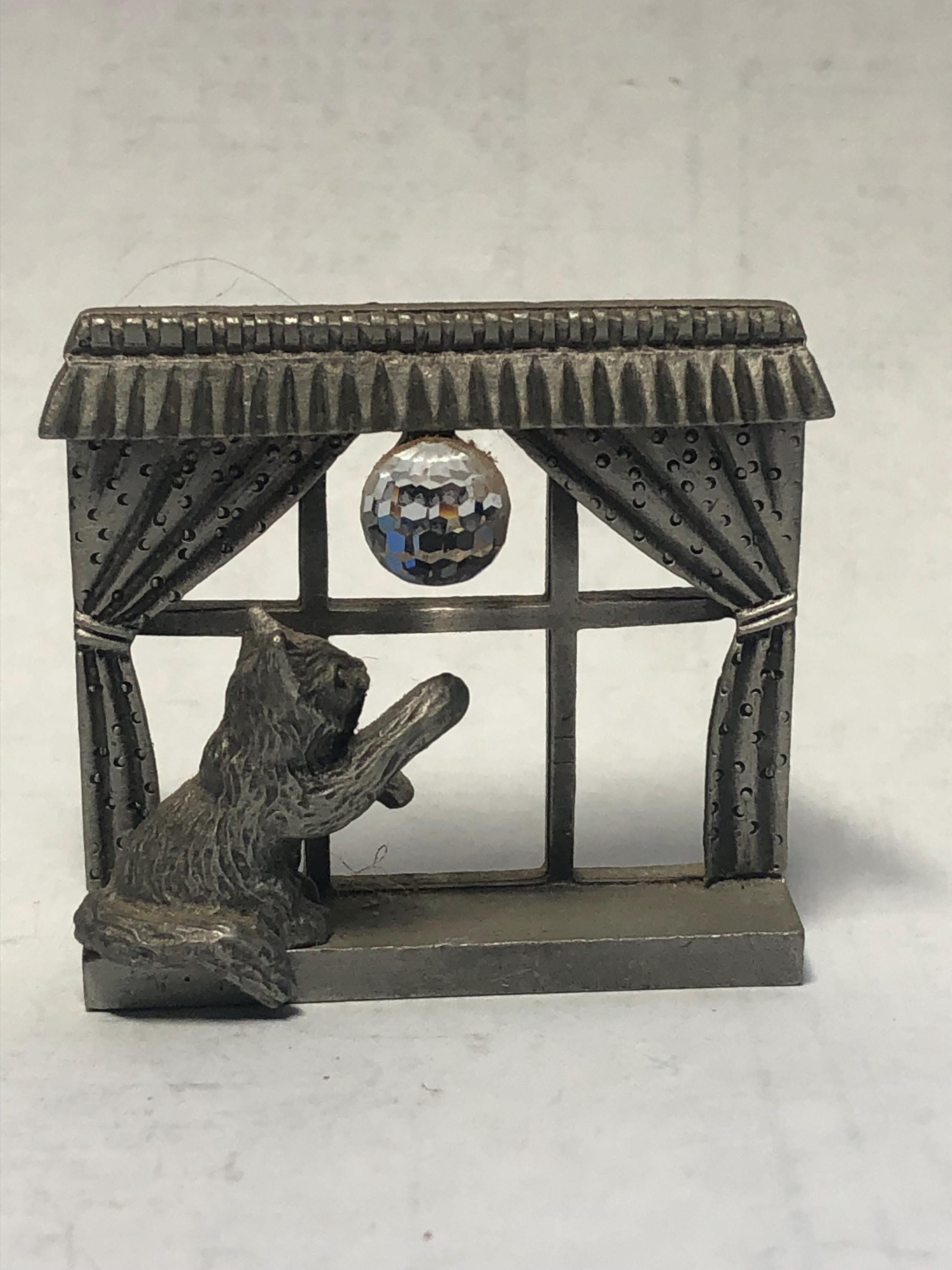 Cat In Window W/ Crystal Ball Spoontiques 1985 Pewter