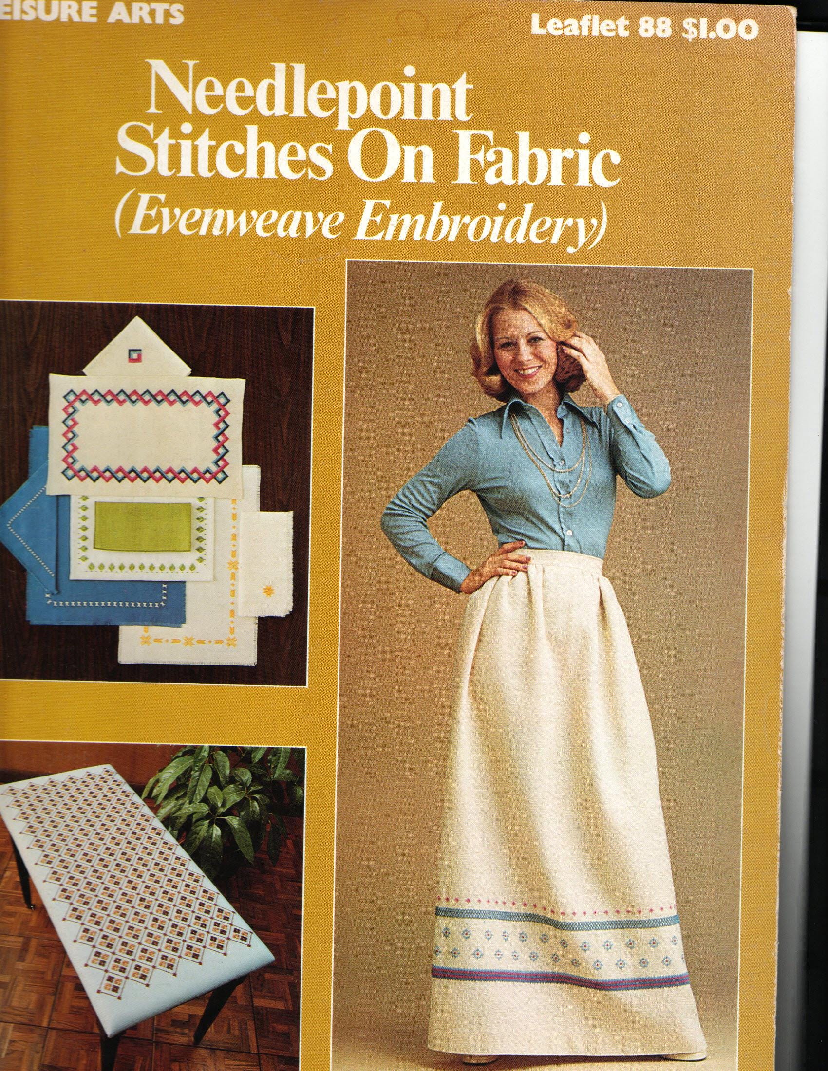Needlepoint Stitches On Fabric Evenweave Embroidery  Leisure Arts Leaflet 88
