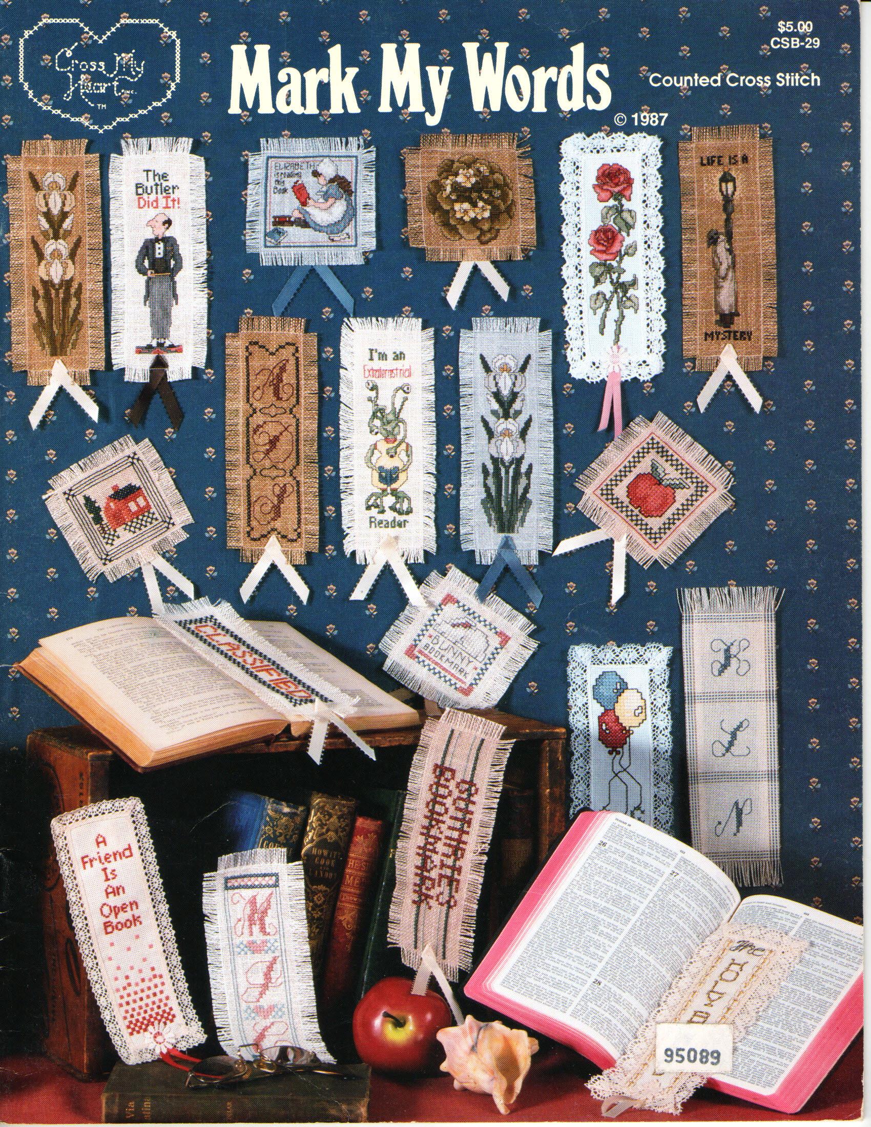 Mark My Words Cross Stitch Pattern Booklet Bookmarks Cross My Heart Counted Cross Stitch
