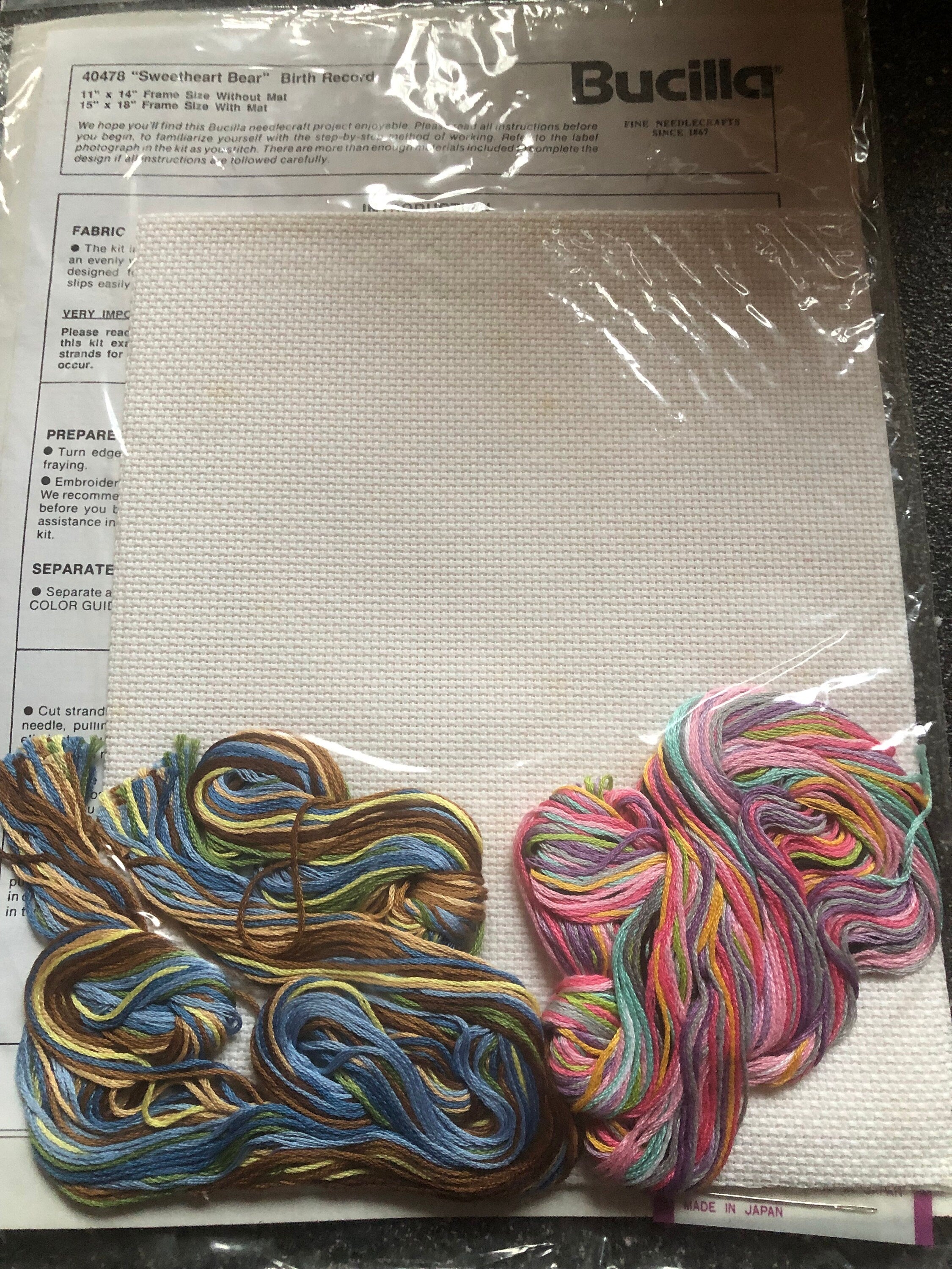 Sweetheart Bear Birth Record Counted Cross Stitch Kit by Bucilla