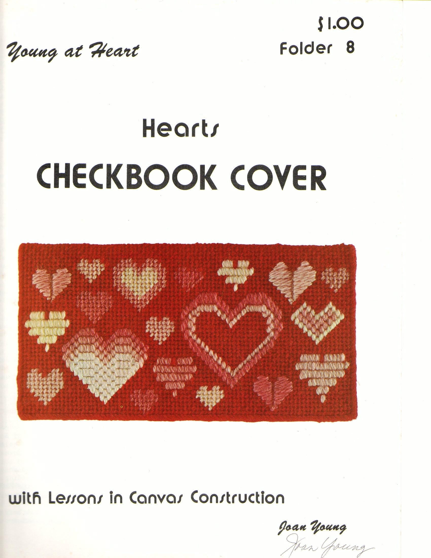 Hearts Checkbook Cover Folder 8 With Lessons In Canvas Construction Joan Young Autographed
