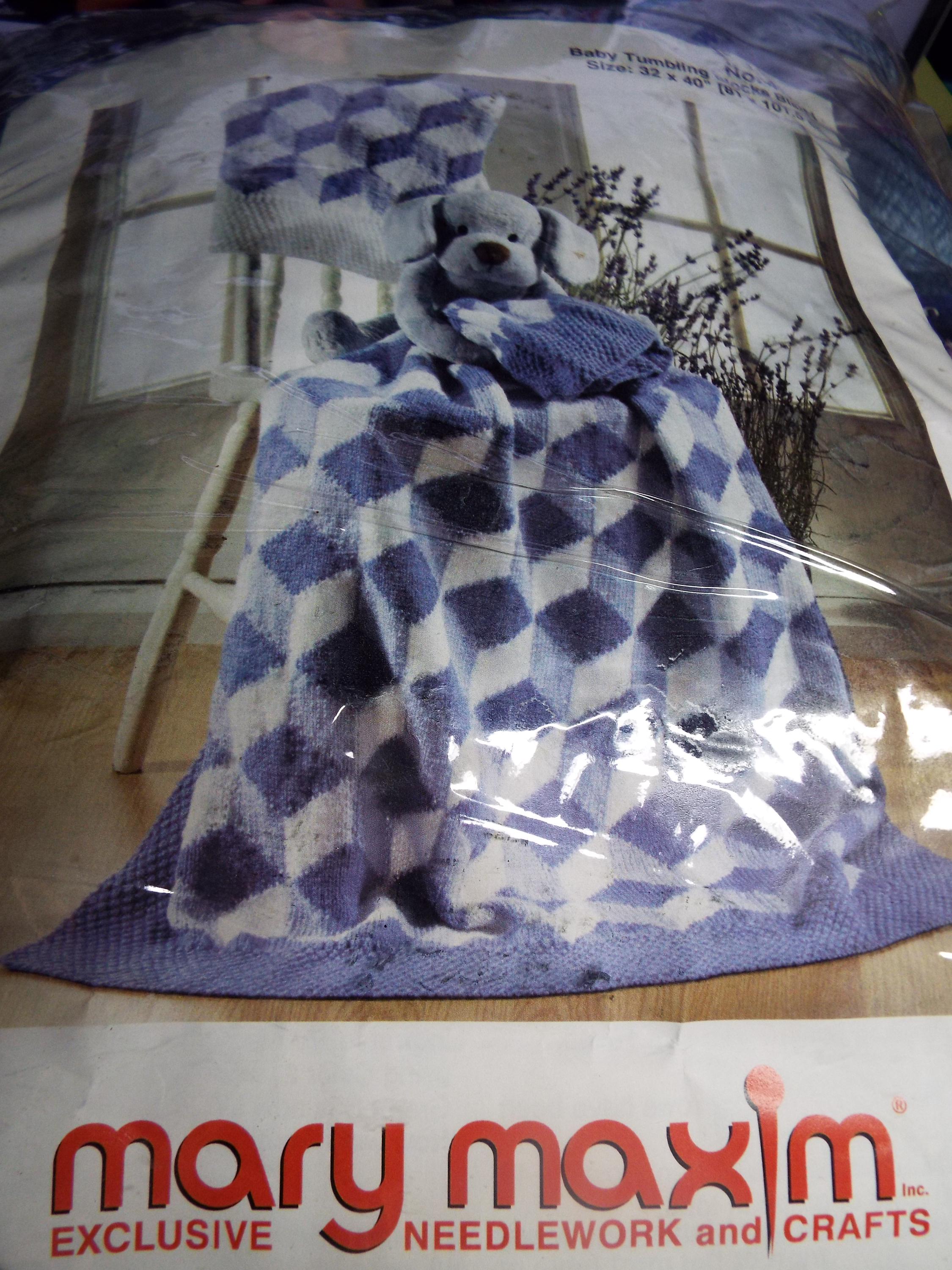 Baby Tumbling Blocks Blanket Knitting Kit by Mary Maxim Retired