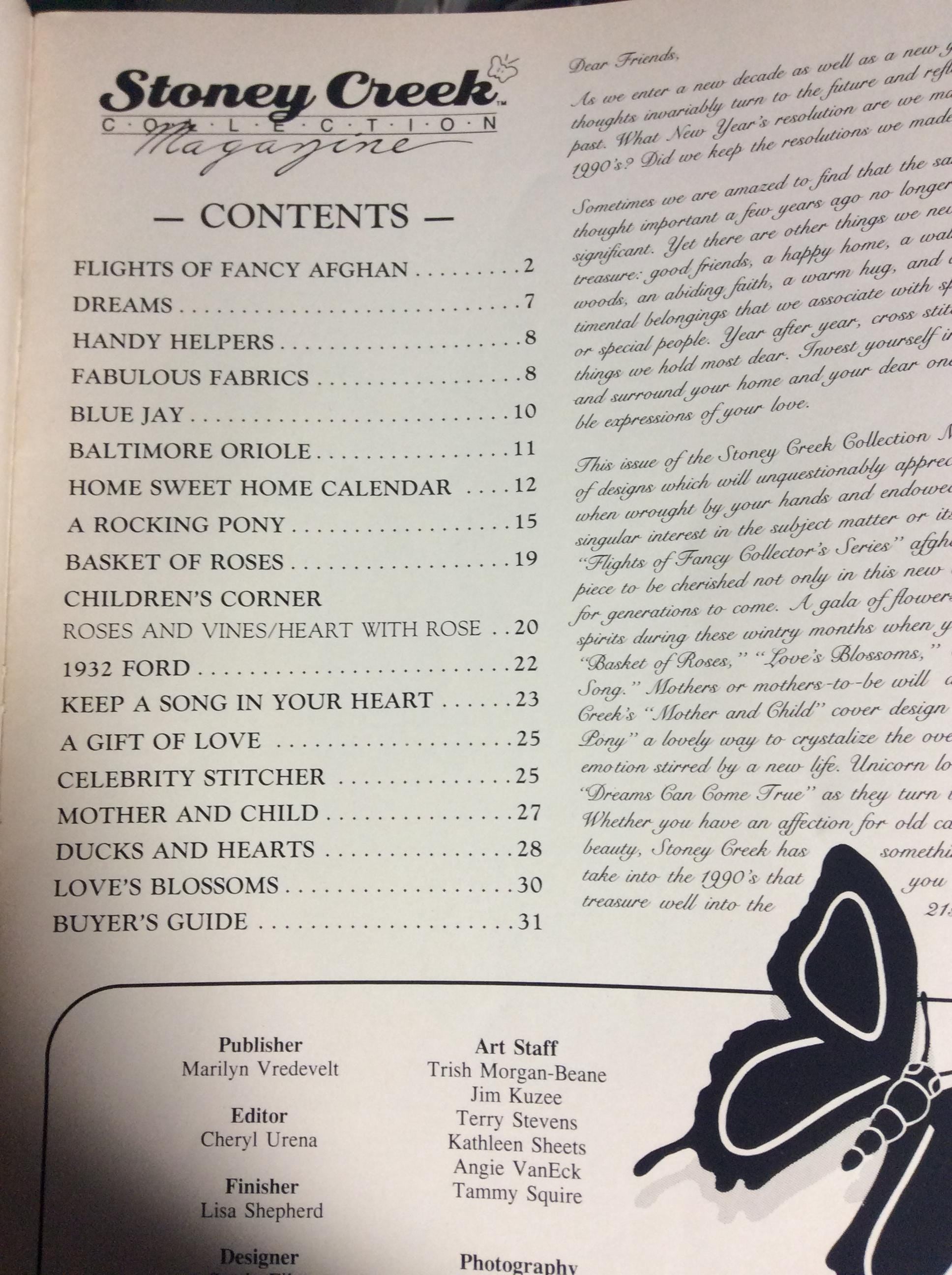 Stoney Creek Collection Magazine Jan Feb 1990 Cross Stitch