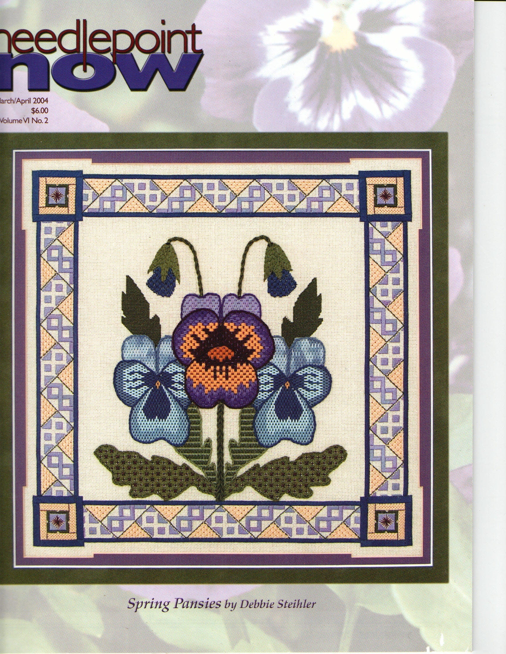 Needlepoint Now March April 2004 Vol VI No 2 Magazine Spring Pansies by Debbie Steichler