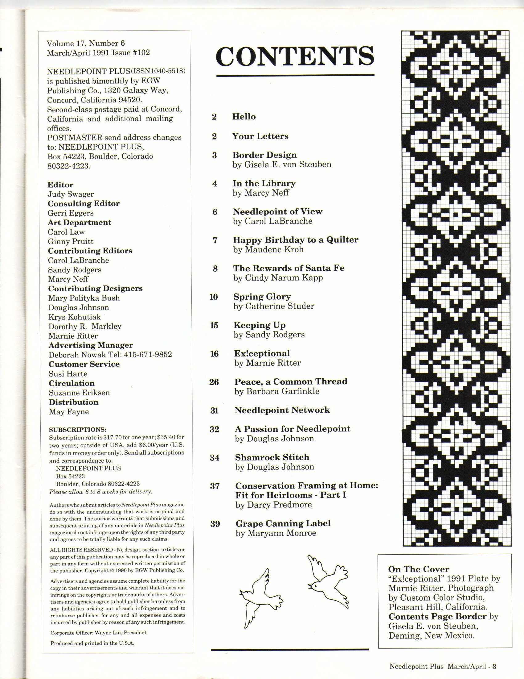 Needlepoint Plus Magazine March April 1991