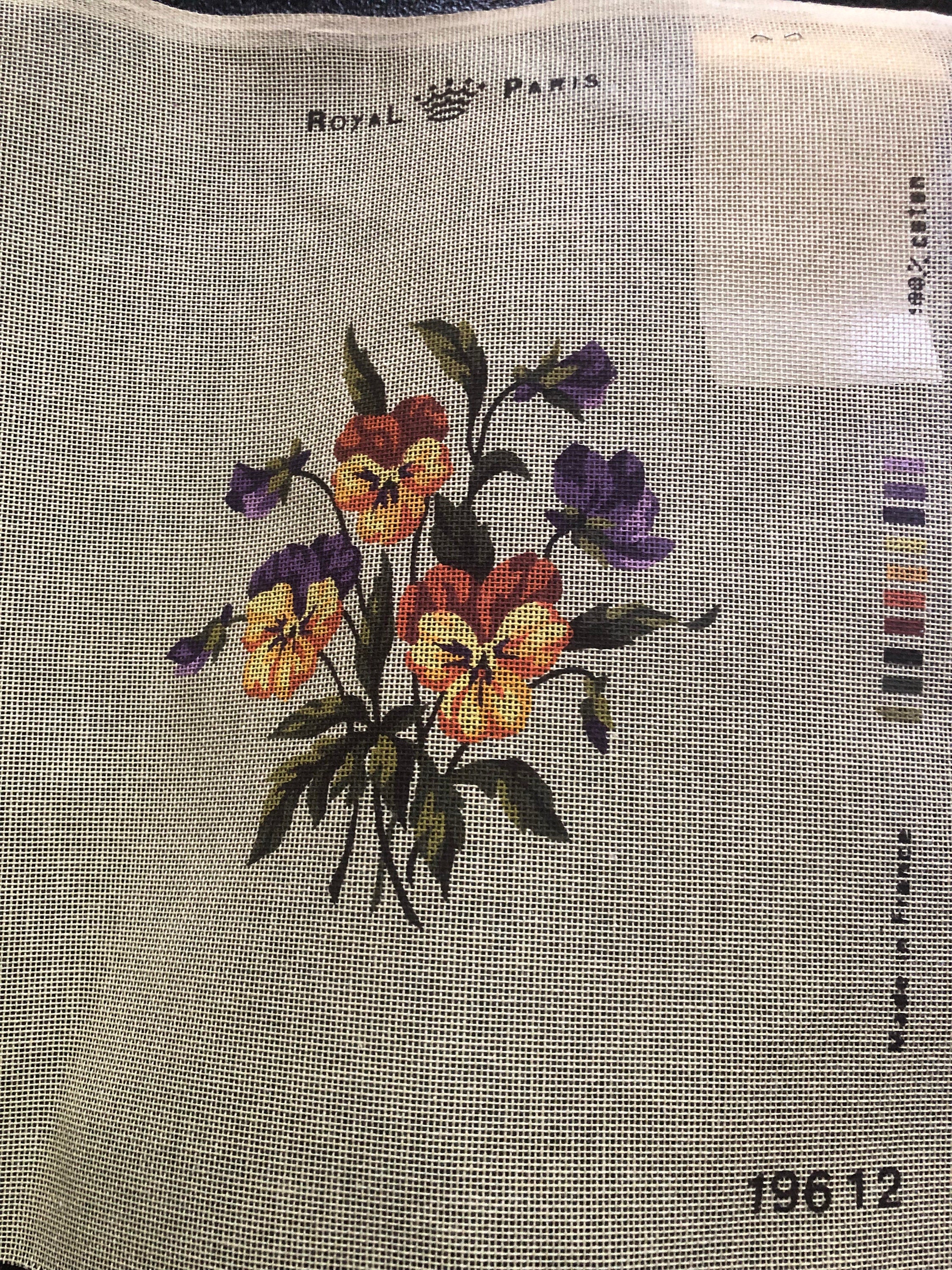 Orange & Purple Pansies 196-12 Royal Paris Painted Canvas