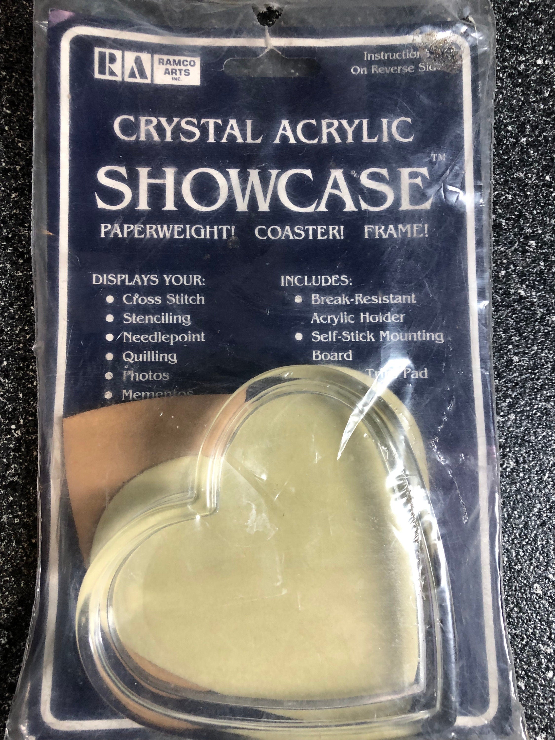 Crystal Acrylic Showcase Heart Paperweight Coaster Frame