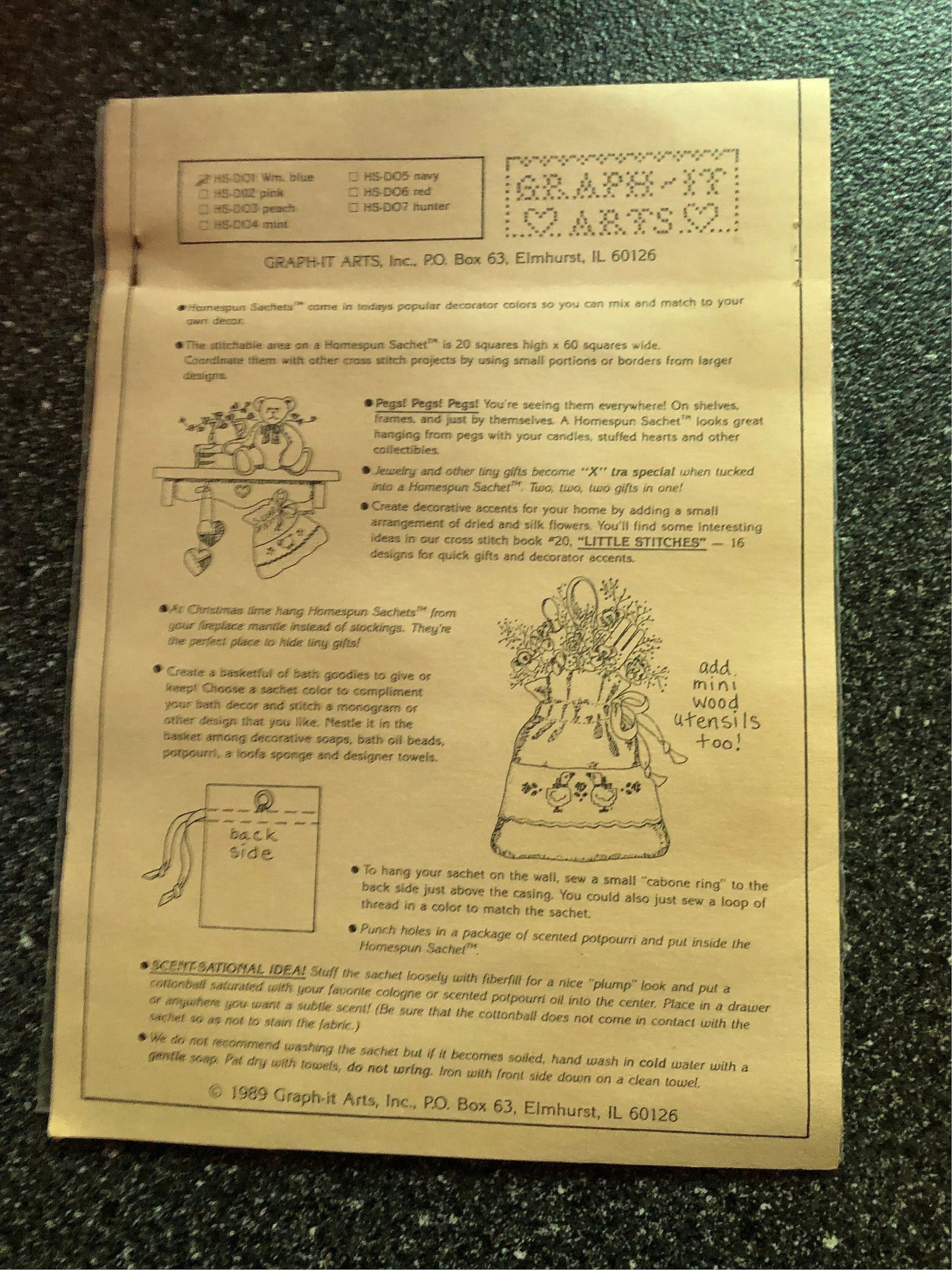 Homespun Sachet Cross Stitch Your Own Pattern To Personalize