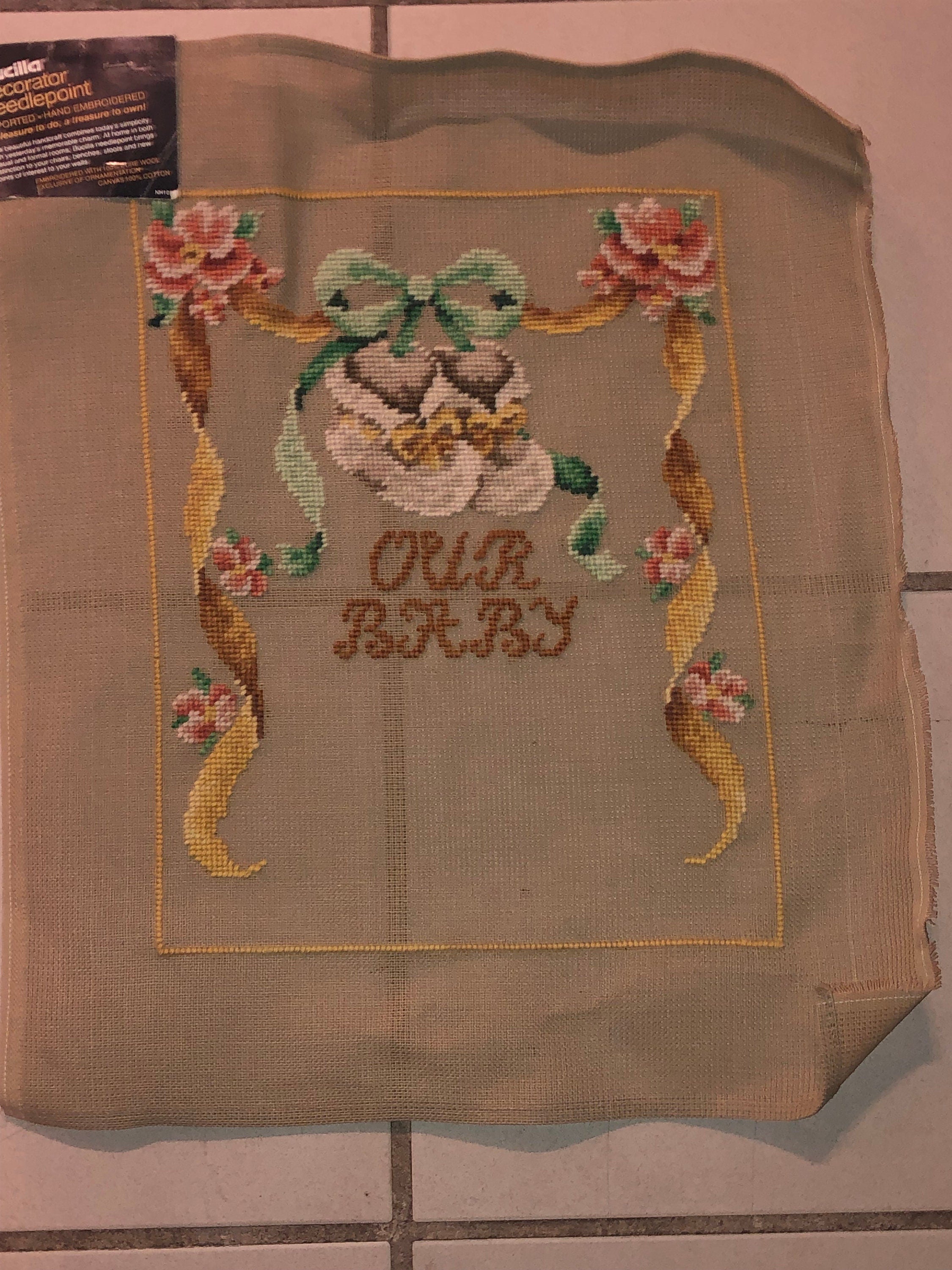 Our Baby Needlepoint Tapestry Bucilla Decorator Needlepoint