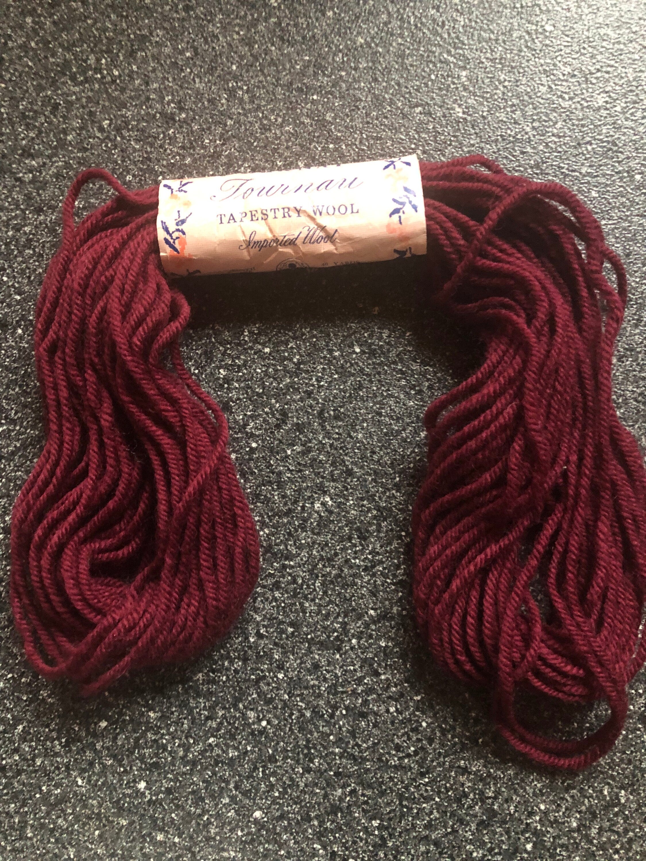 Bernat Deep Red Tournau Tapestry Wool Vintage Imported Wool