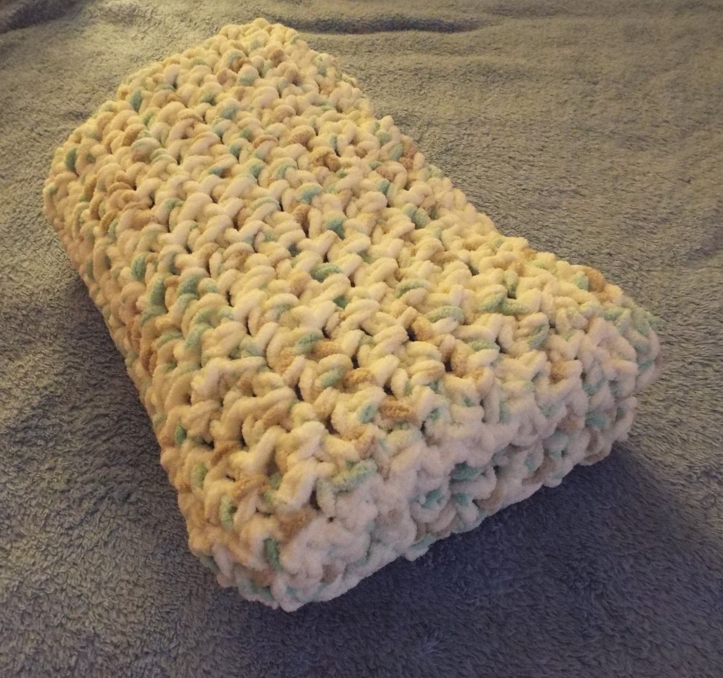 Baby Blanket White Green Gray