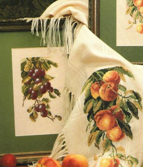 Peaches & Plumbs Old Print Collection Book 2 Leasure Arts Leaflet 2200 Cross Stitch
