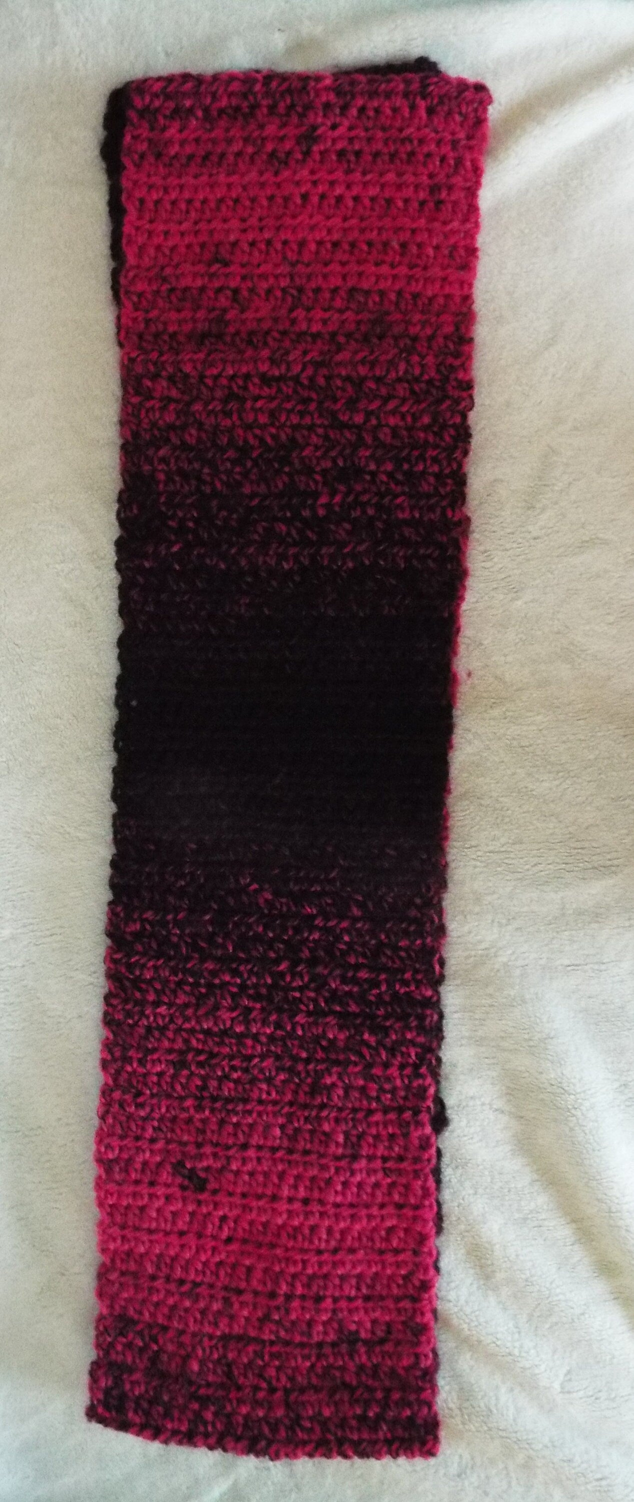 Hot Pink Black Handmade Scarf Made With Scarfie Lion Brand Yarn