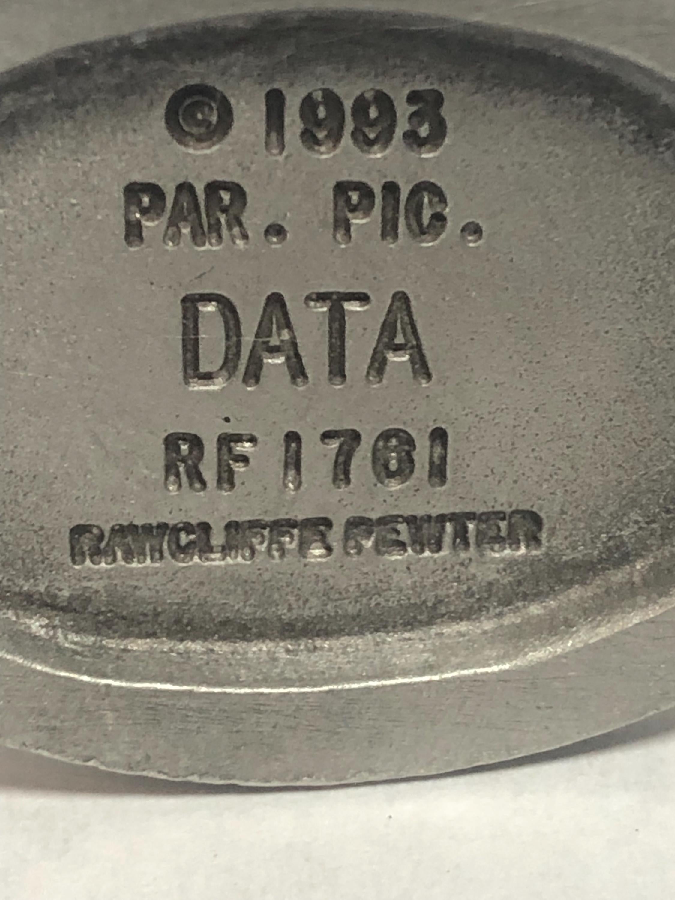 Commander Data  Star Trek  1993 Vintage Radcliffe Pewter