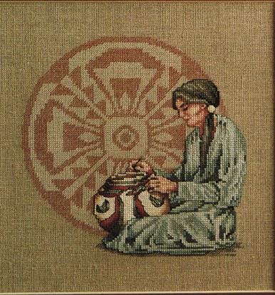 Images Past By Carol Emmer Leasure Arts Leaflet 860 Indian Woman With Pottery Cross Stitch Design