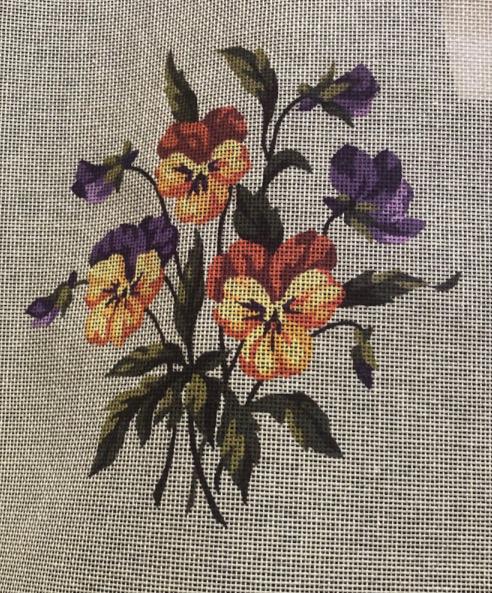 Orange & Purple Pansies 196-12 Royal Paris Painted Canvas