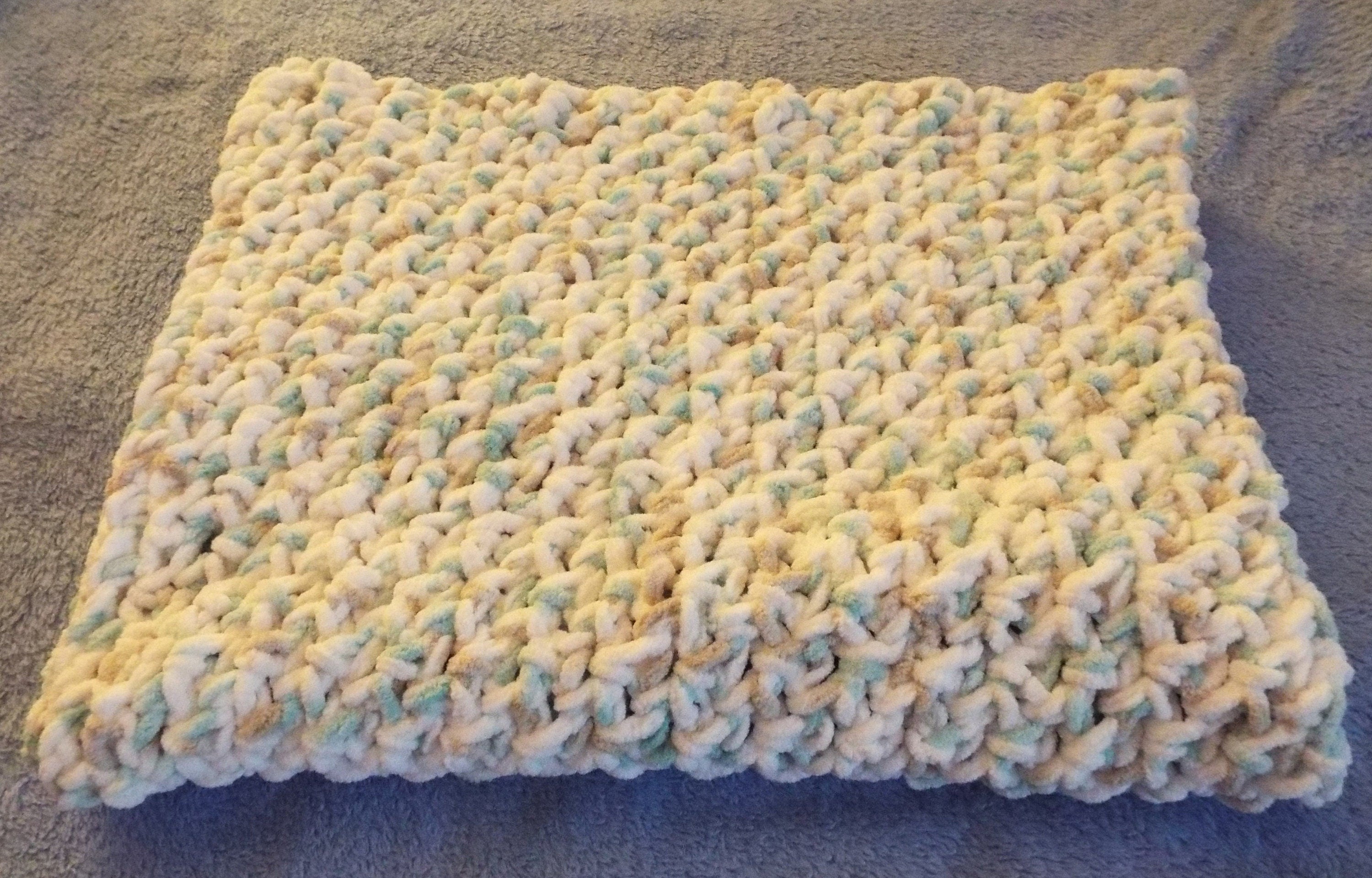 Baby Blanket White Green Gray