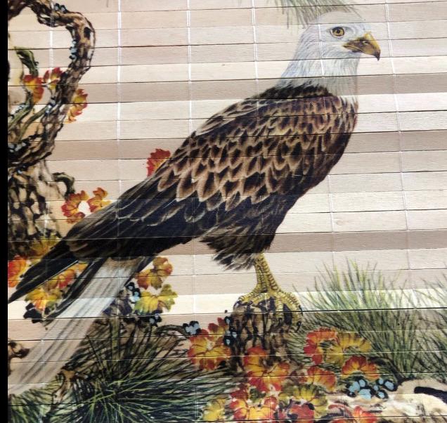 Vintage Eagle Wall Large Art Asian Bamboo Scroll