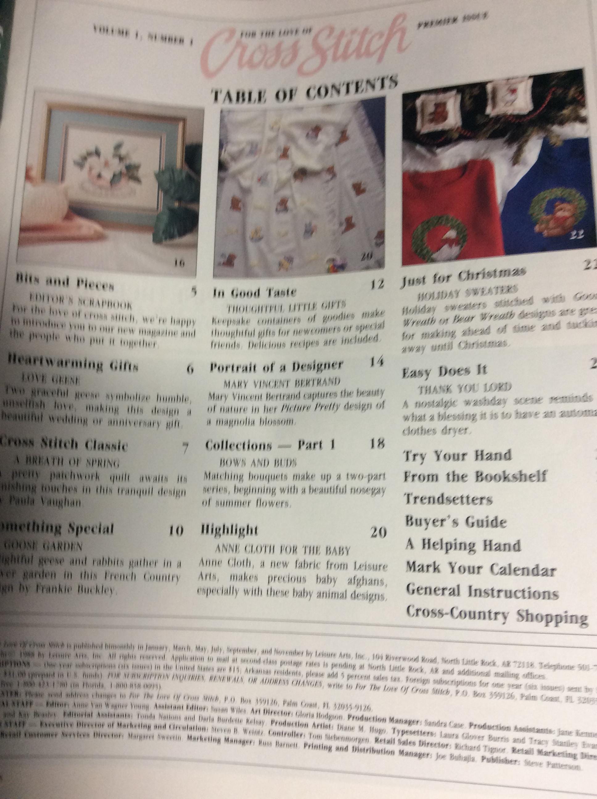 For The Love Of Cross Stitch Premier Issue 22 Projects In This Issue!