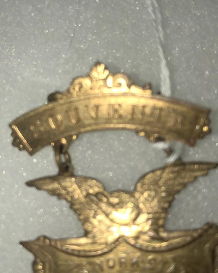 1910 New York State Fireman’s Convention Watertown NY Souvenir Pin