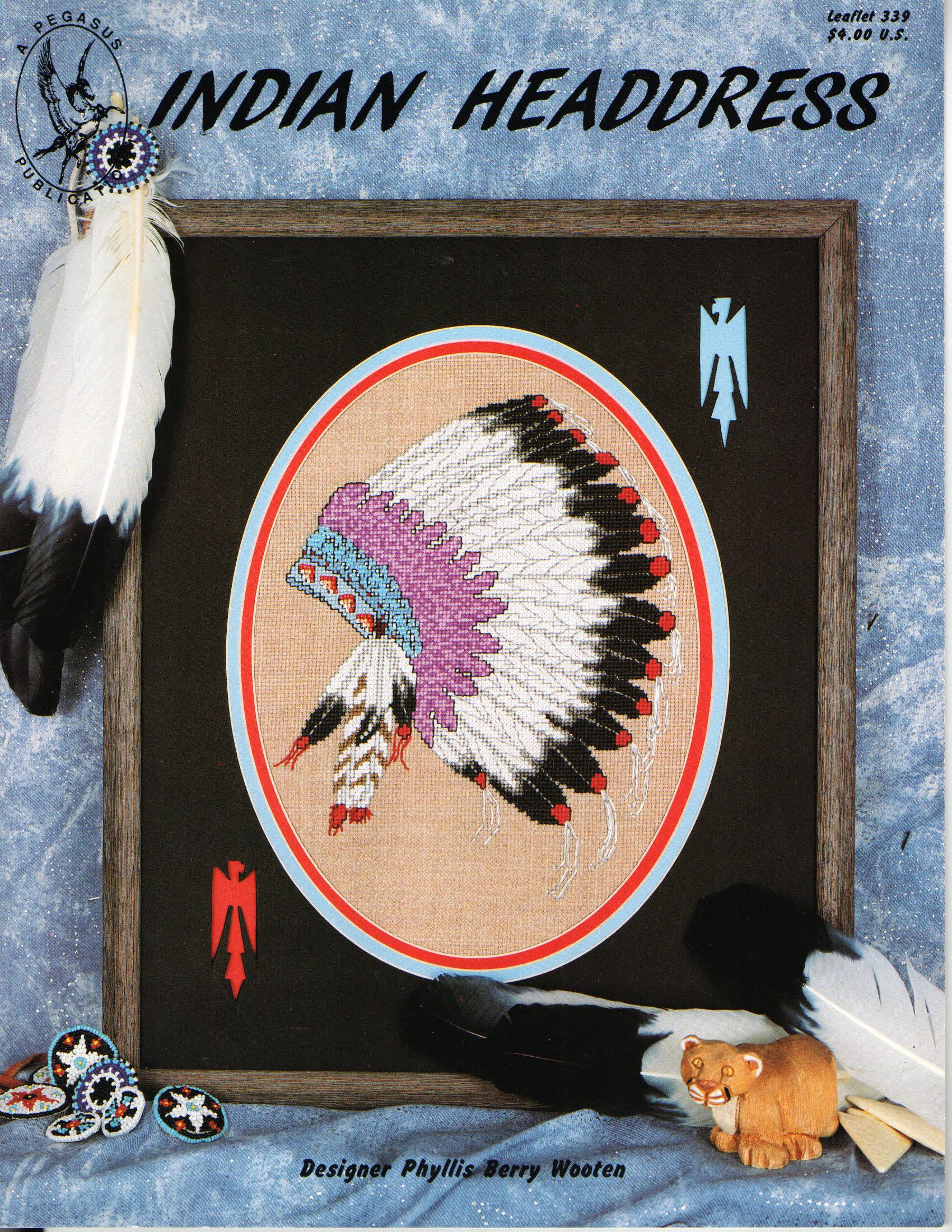Indian Headdress Cross Stitch Leaflet A Pegasus Publication By Phyliss Berry Wooten