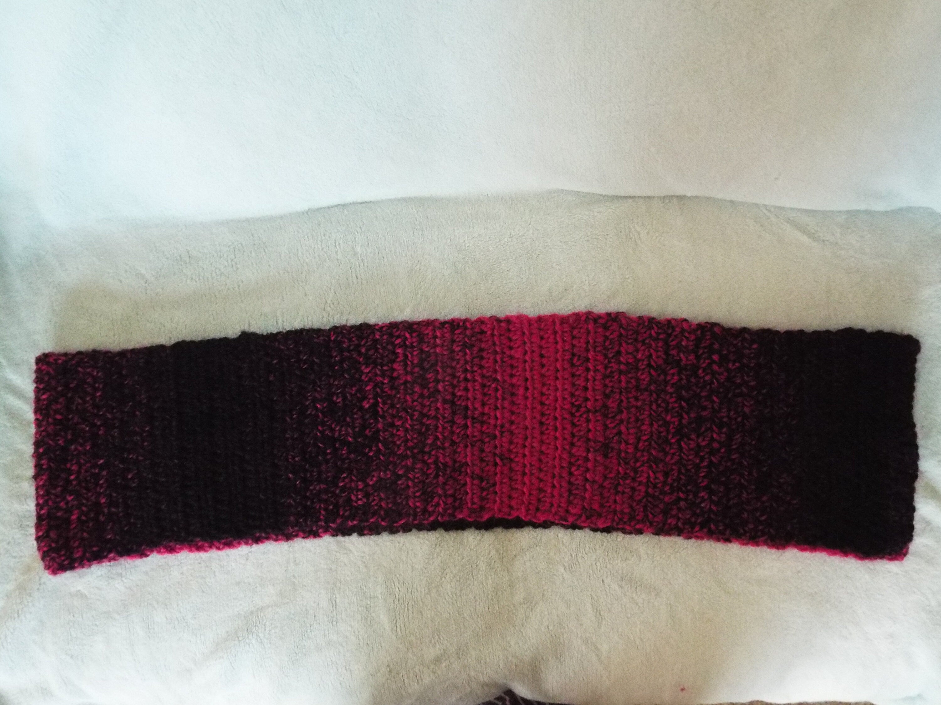 Hot Pink Black Handmade Scarf Made With Scarfie Lion Brand Yarn