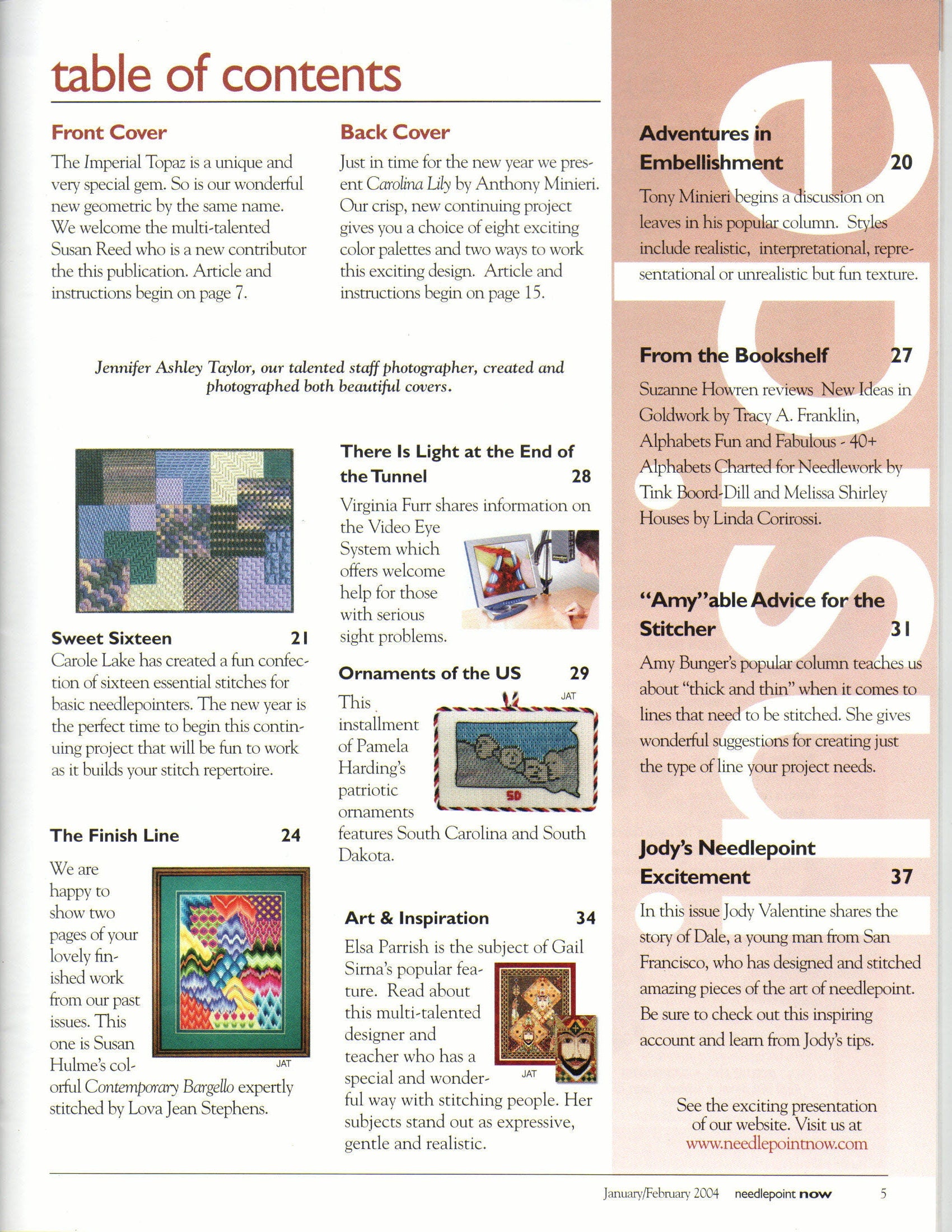 Needlepoint Now January February 2004 Vol VI No 1 Magazine Imperial Topaz by Susan Reed Cover