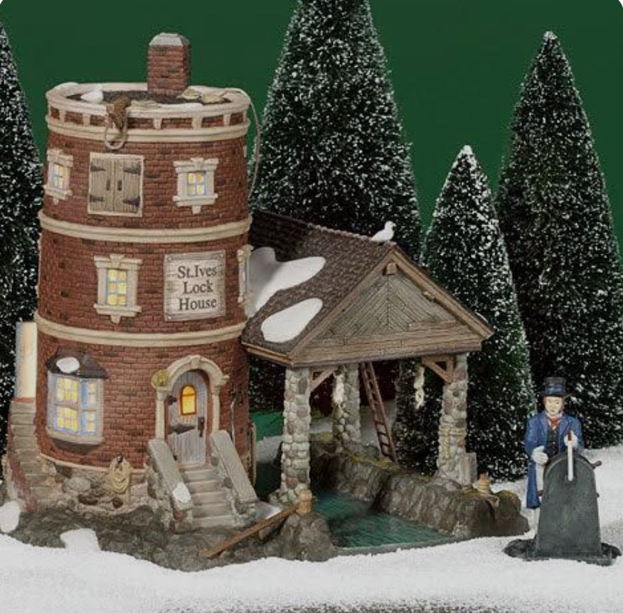 Retired Department 56 Dickens' Village St. Ives Lock House #58496 – Hand-Painted Porcelain Collectible