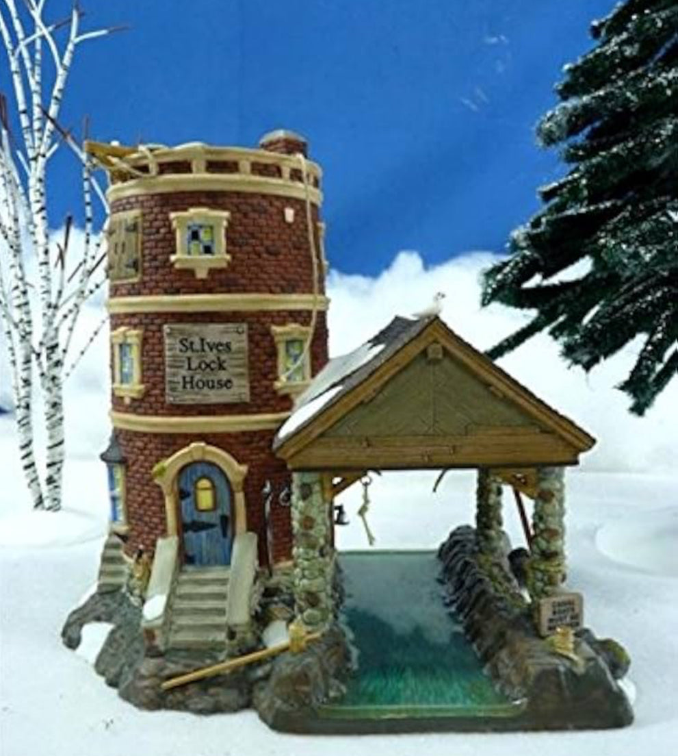 Retired Department 56 Dickens' Village St. Ives Lock House #58496 – Hand-Painted Porcelain Collectible