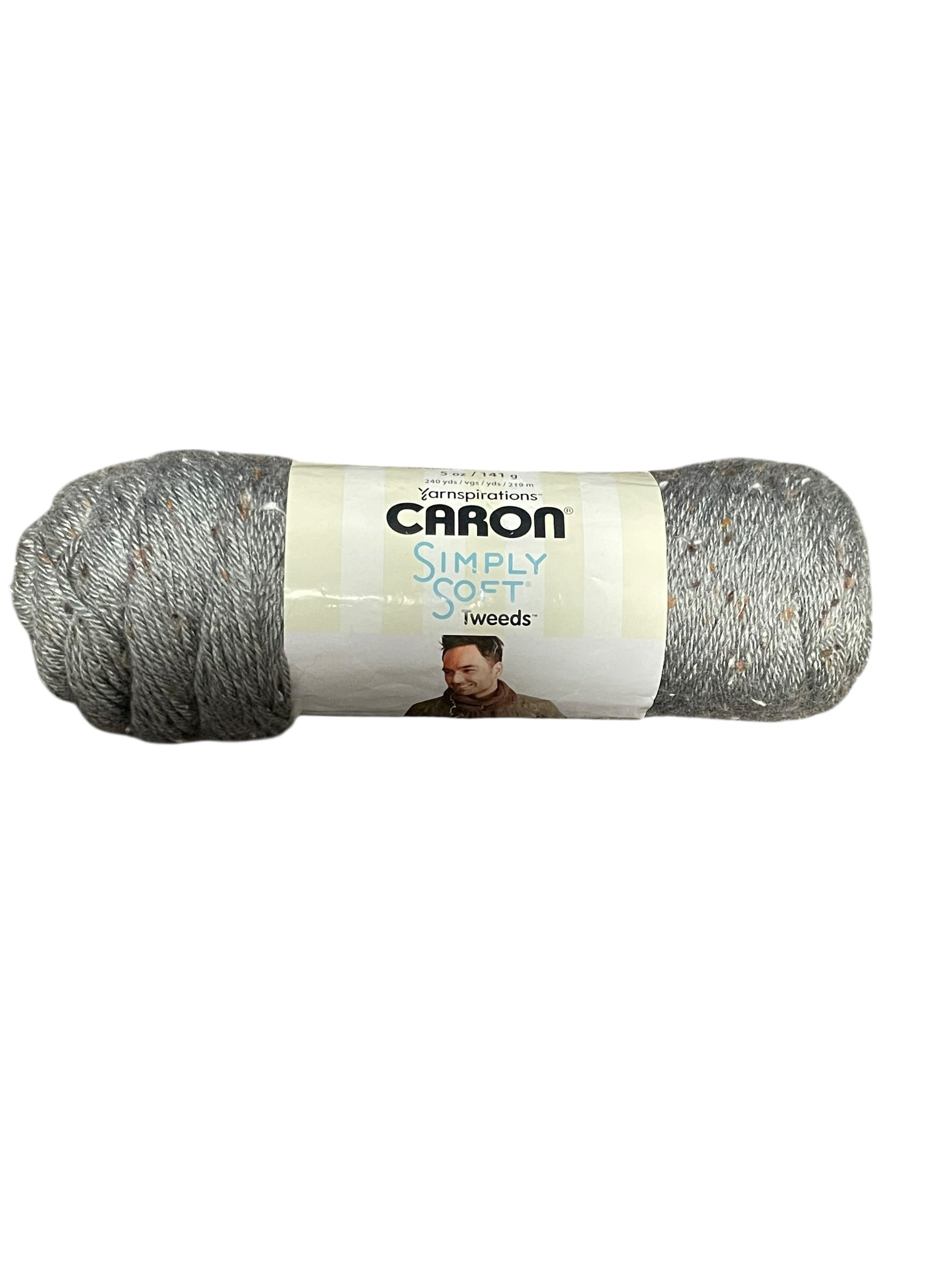 Yarnspirations Caron Simply Soft Tweeds Gray Heather – Soft Worsted Weight #4 Acrylic Yarn with Tweed Flecks