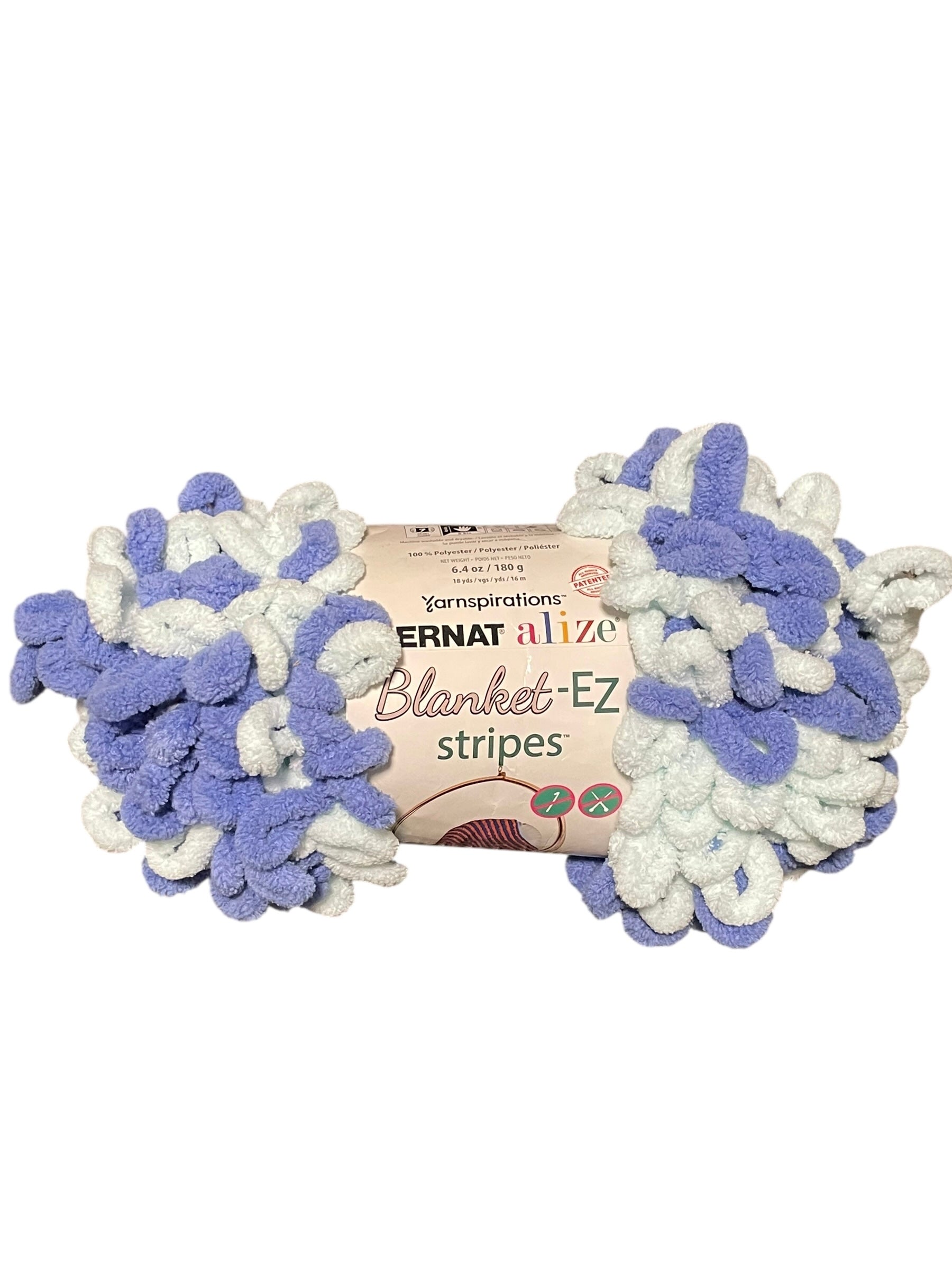 Bernat Alize Blanket EZ Stripes Yarn Mermaid – Jumbo Loop Yarn for Easy No-Needle Projects (180g / 18yds)