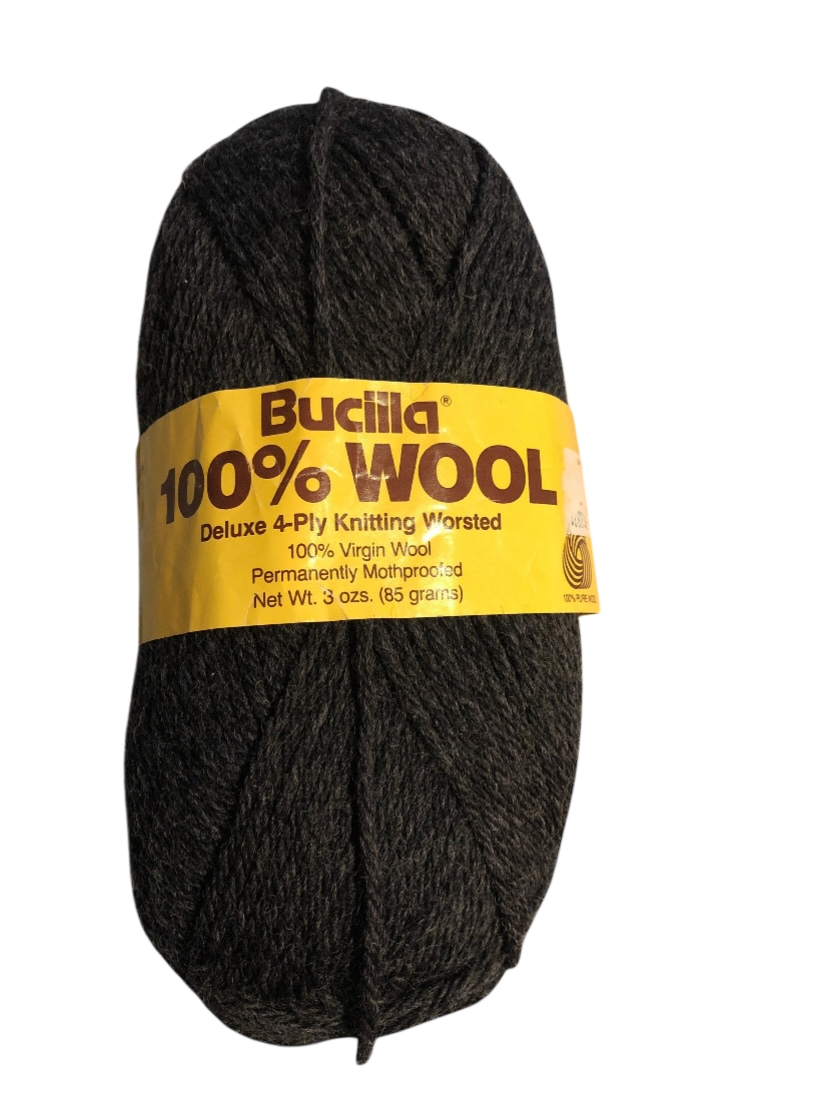 Bucilla 100% Wool Deluxe 4-Ply Knitting Worsted Dark Gray