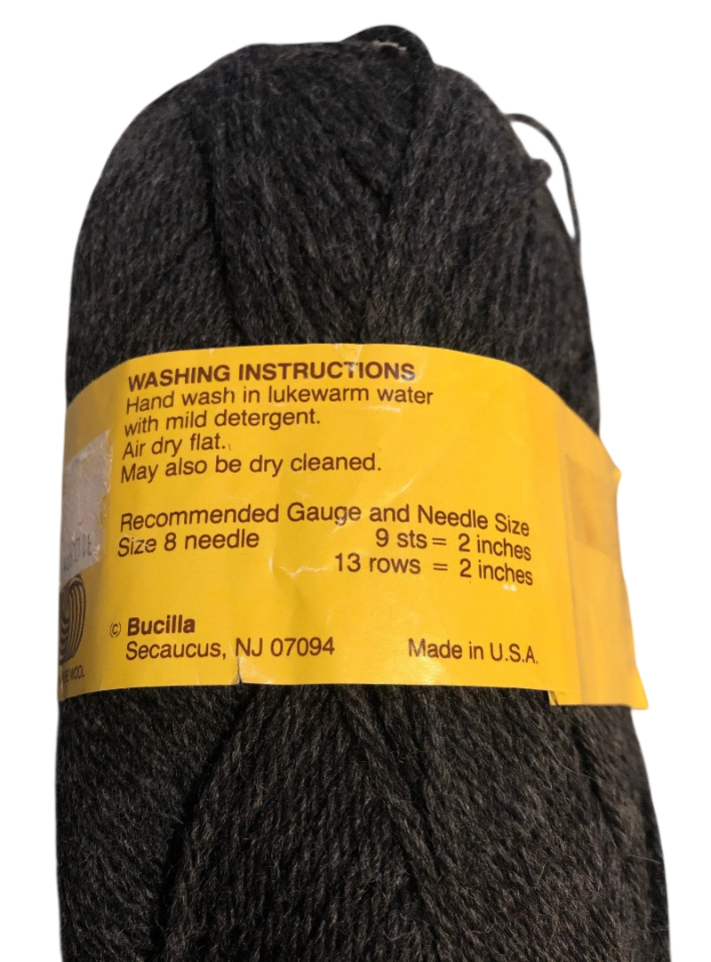 Bucilla 100% Wool Deluxe 4-Ply Knitting Worsted Dark Gray