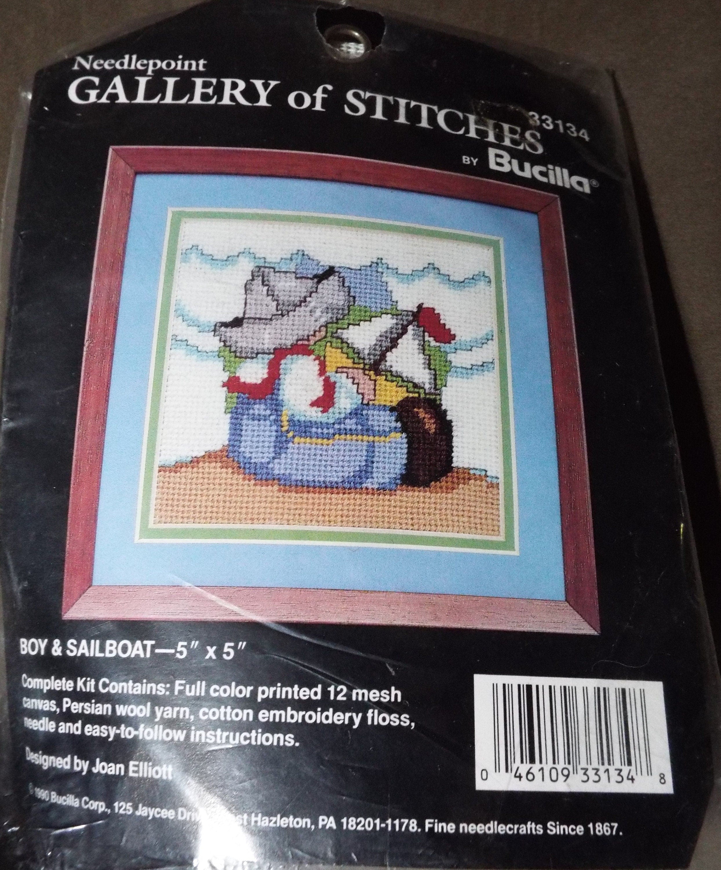 Boy & Sailboat Needlepoint Gallery of Stitches by Bucilla Complete Needlepoint Kit