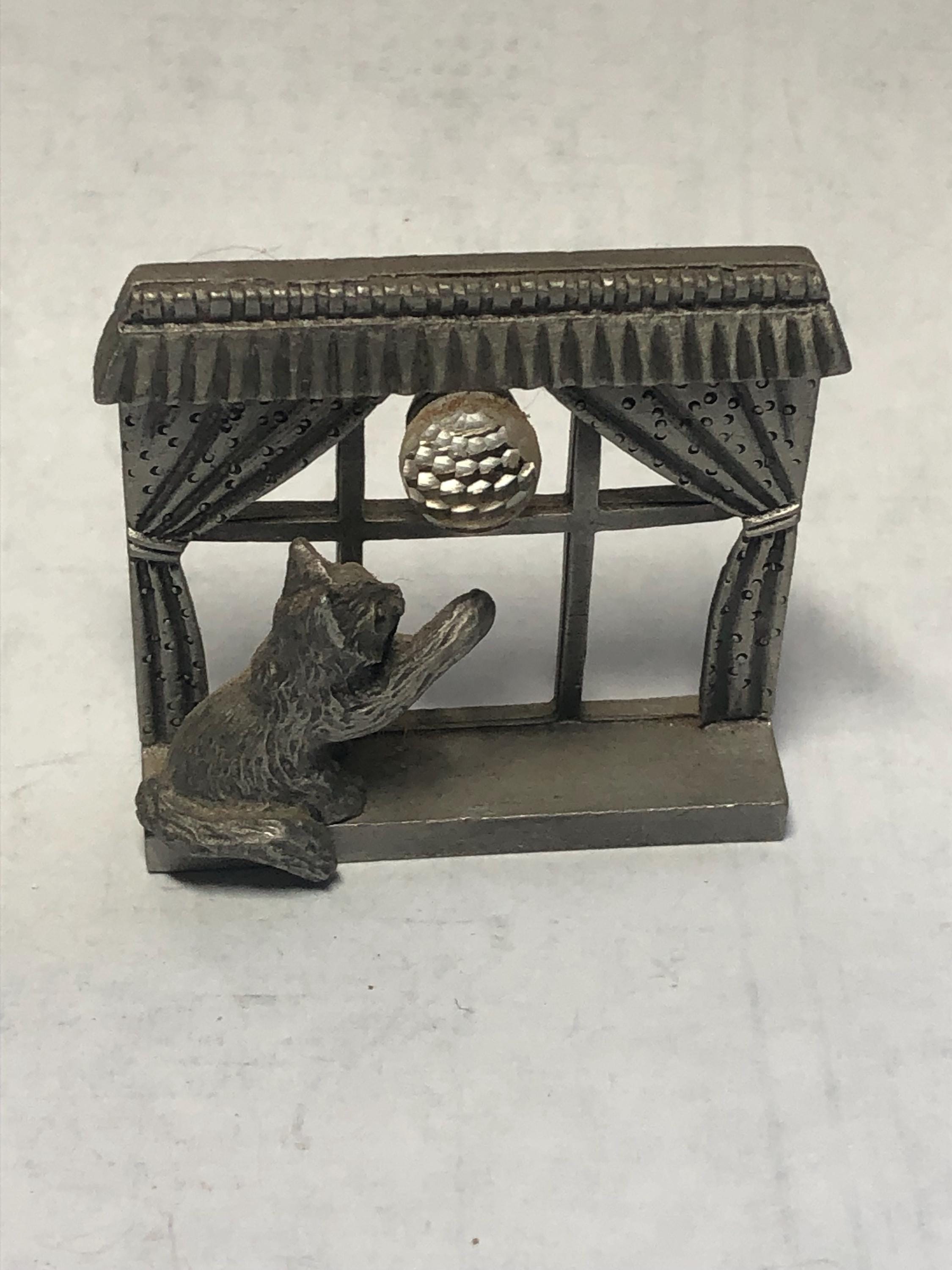 Cat In Window W/ Crystal Ball Spoontiques 1985 Pewter