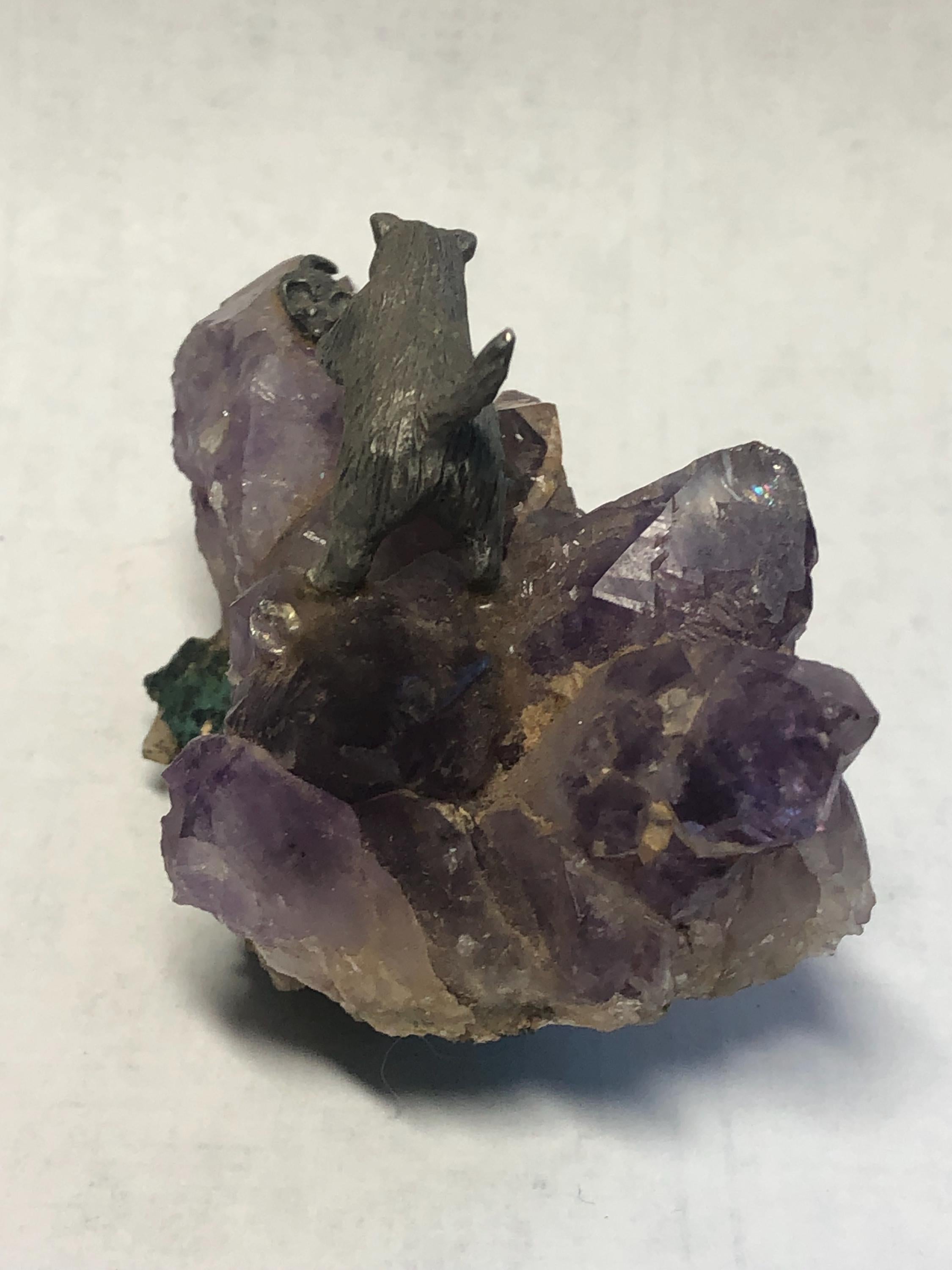 Cat & Mouse On Amethyst Vintage 1980’s