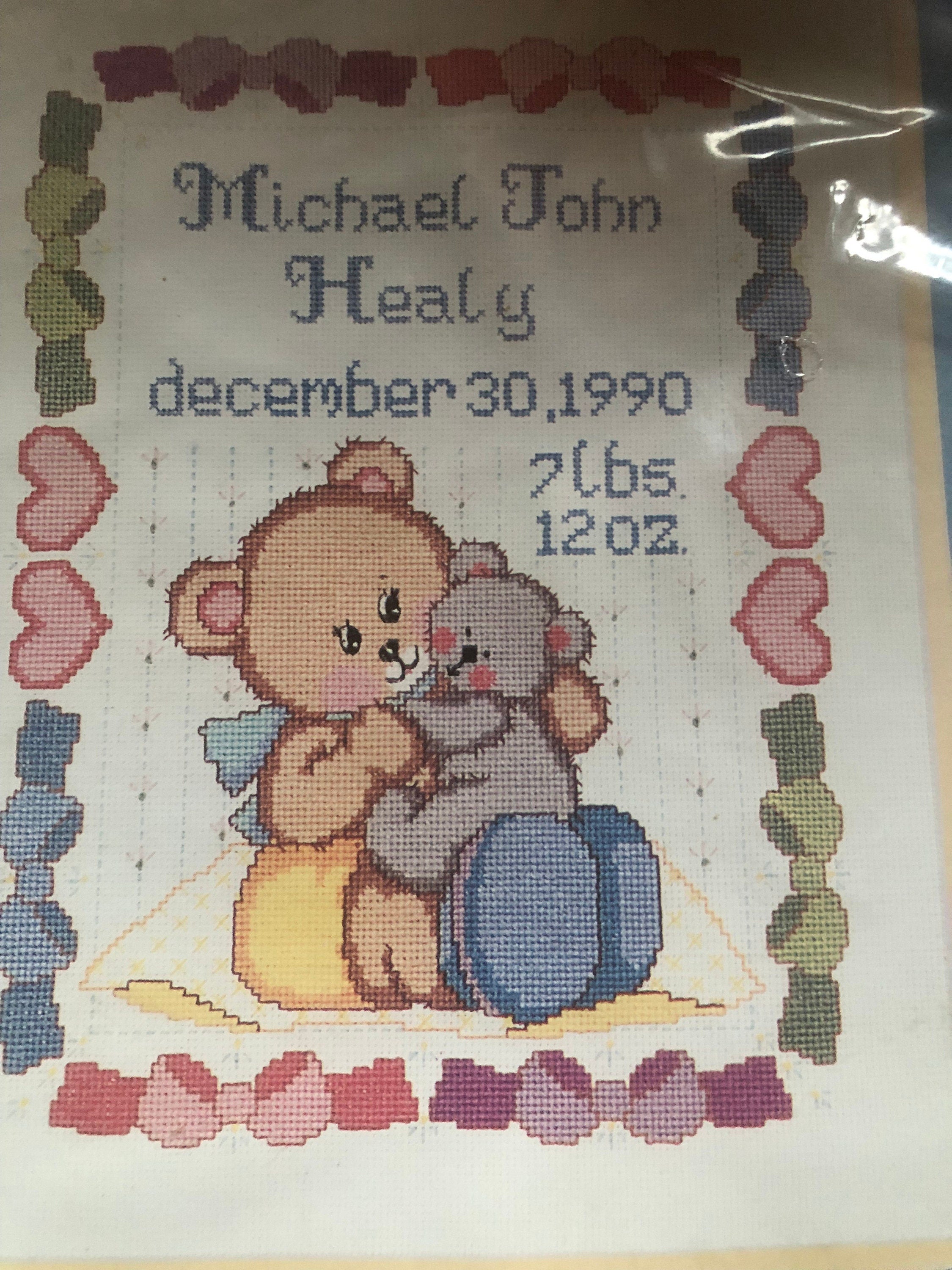 Sweetheart Bear Birth Record Counted Cross Stitch Kit by Bucilla