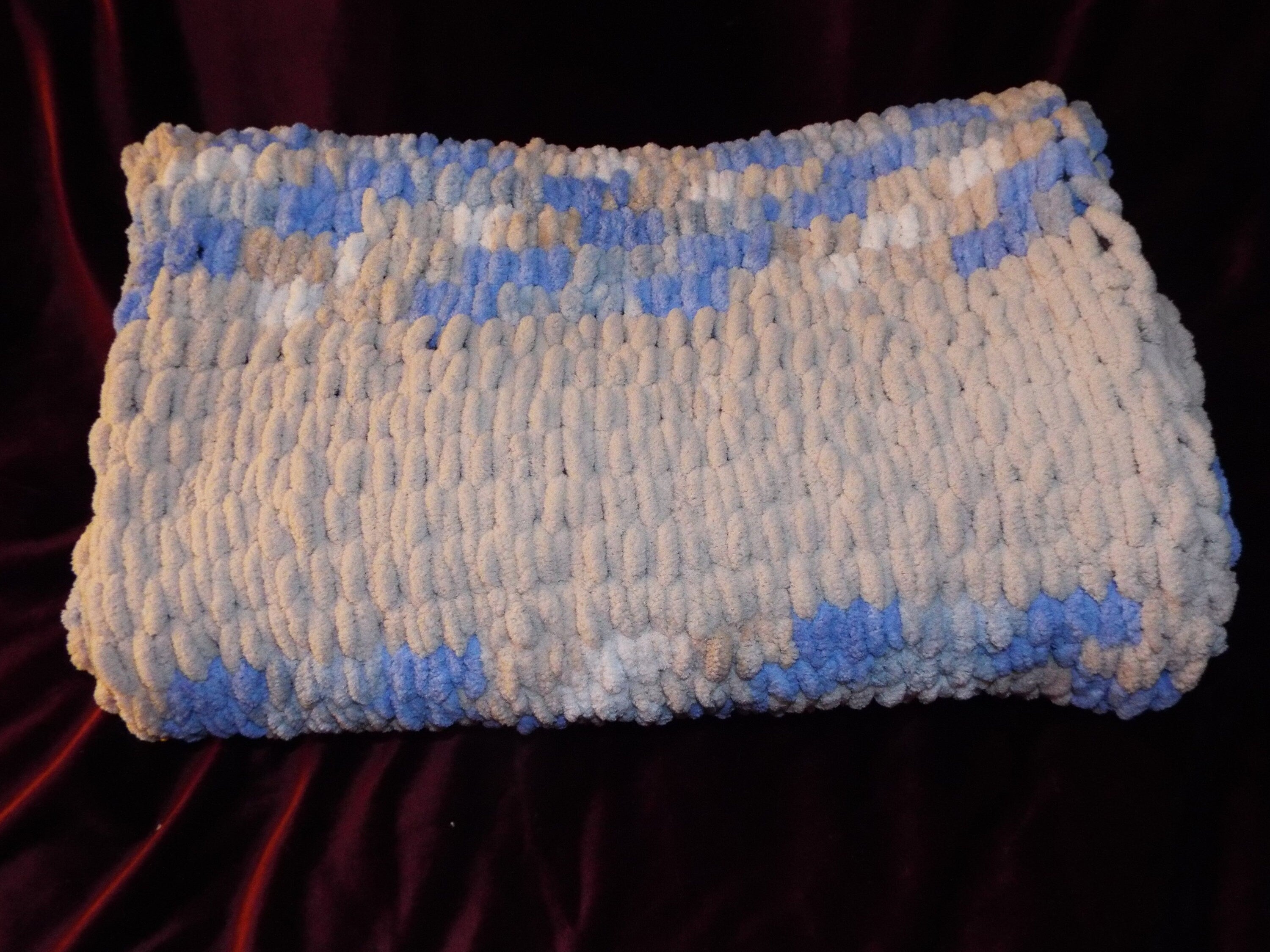 Blue White and Gray Baby Blanket Throw