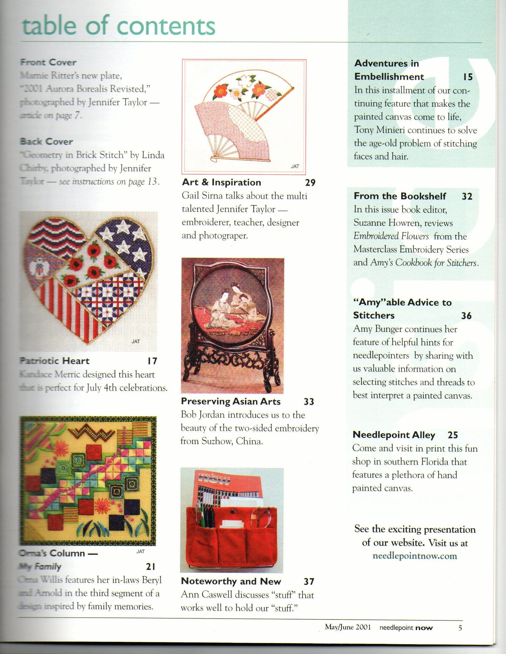 Needlepoint Now May June 2001 Vol !!! Number 3 Magazine 2001 Aurora Borealis Revisited