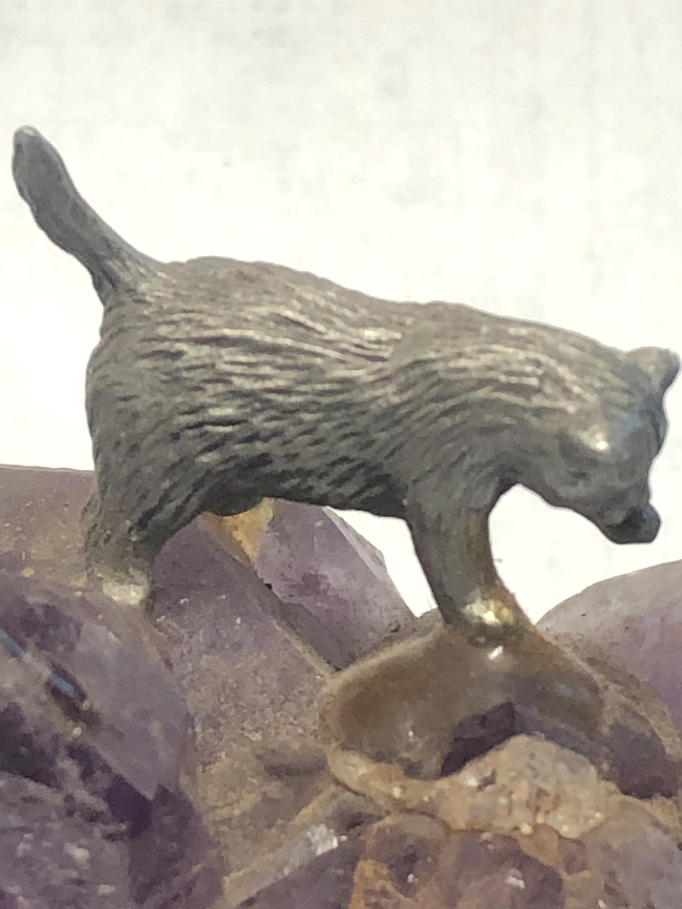 Cat & Mouse On Amethyst Vintage 1980’s