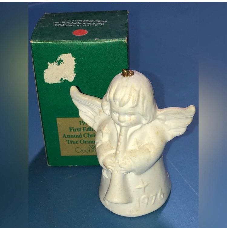 Goebel Angel Bell W/Horn White 1976 First Edition
