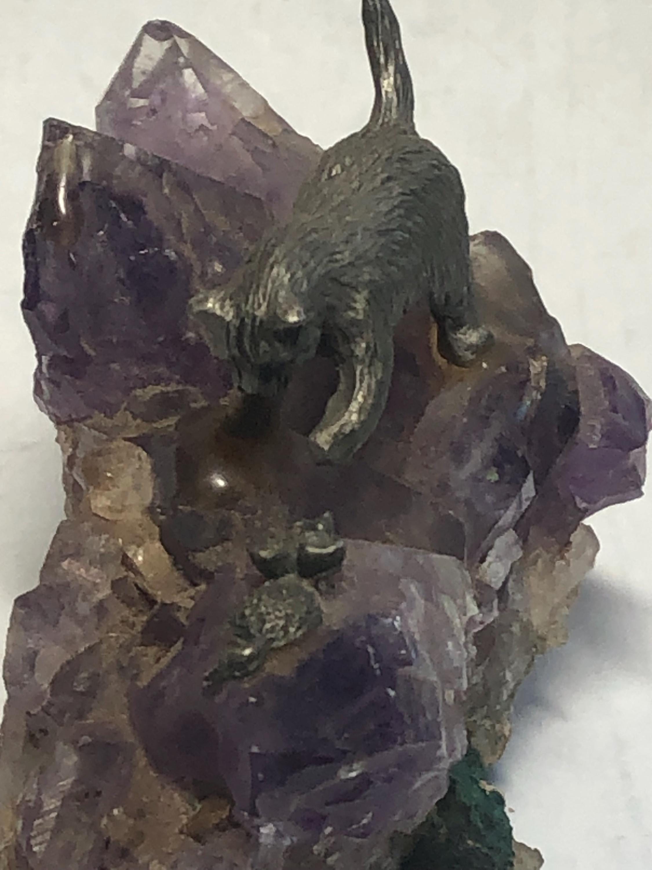Cat & Mouse On Amethyst Vintage 1980’s
